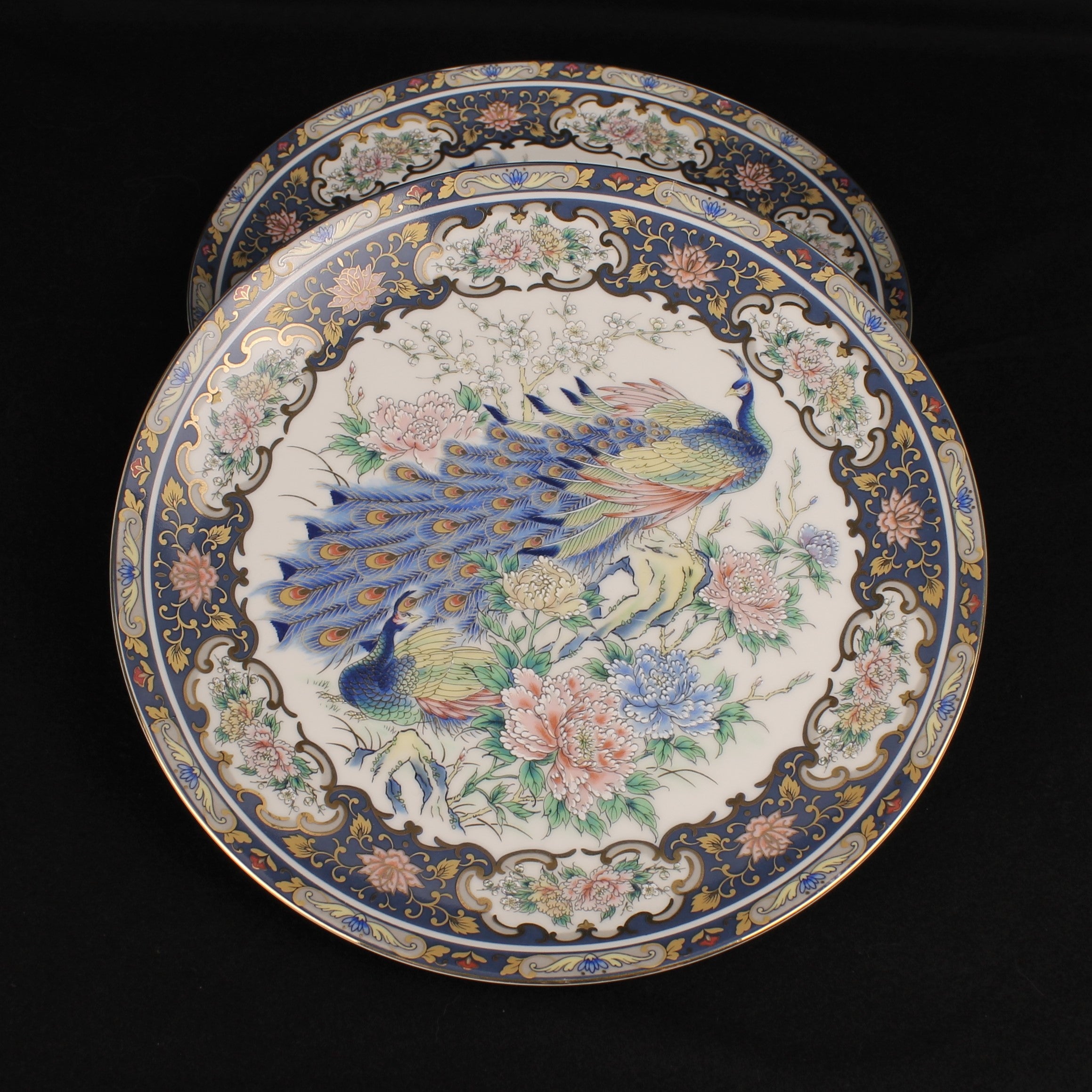 Sierborden met afbeelding Pauw en Bloemen – VAGA International – Rijk Verguld Relief Decor – 21 cm