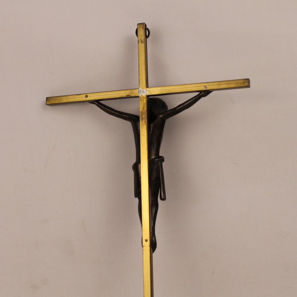 Messing Crucifix met Christus Corpus – Interbellum Devotiekruis – 25 cm