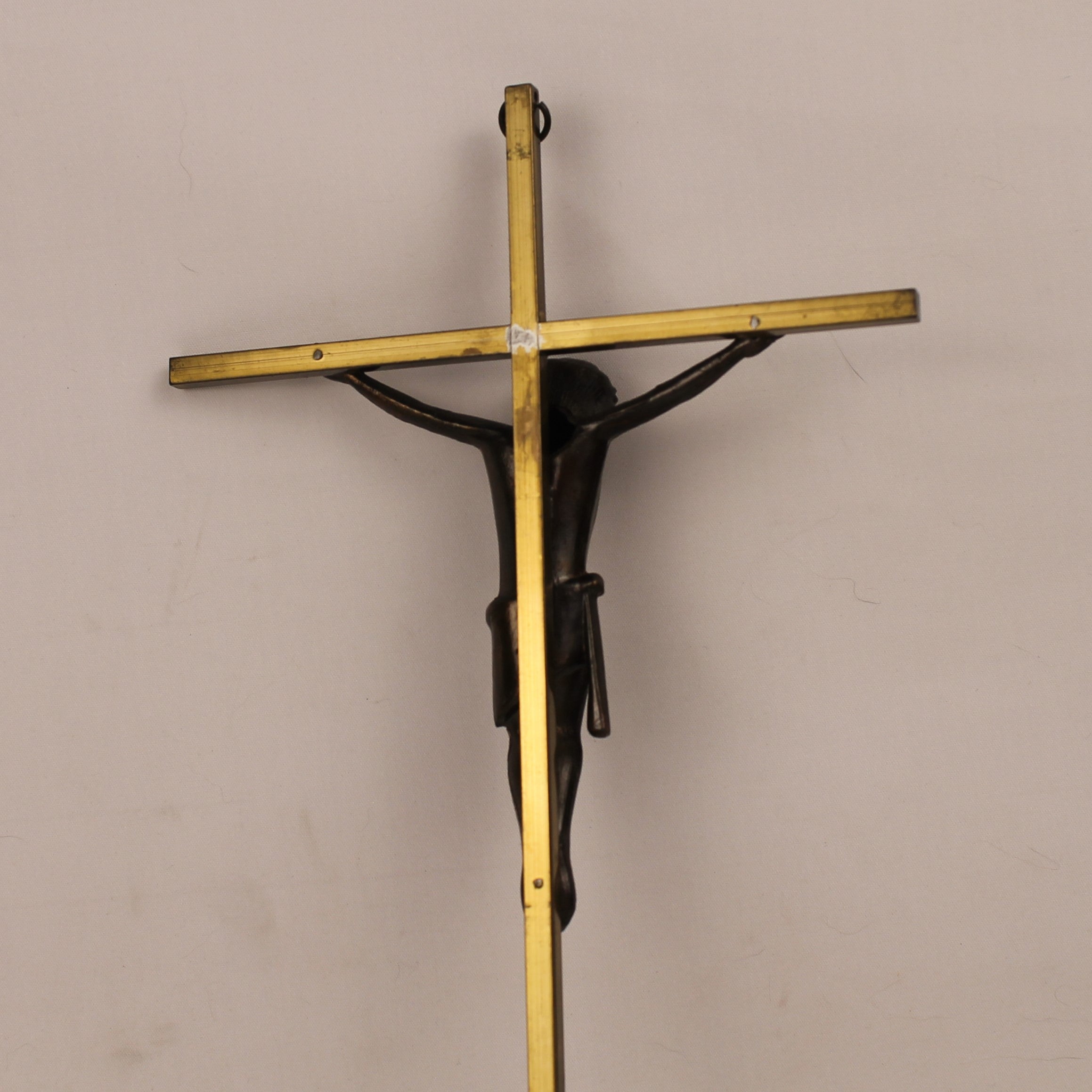 Messing Crucifix met Christus Corpus – Interbellum Devotiekruis – 25 cm