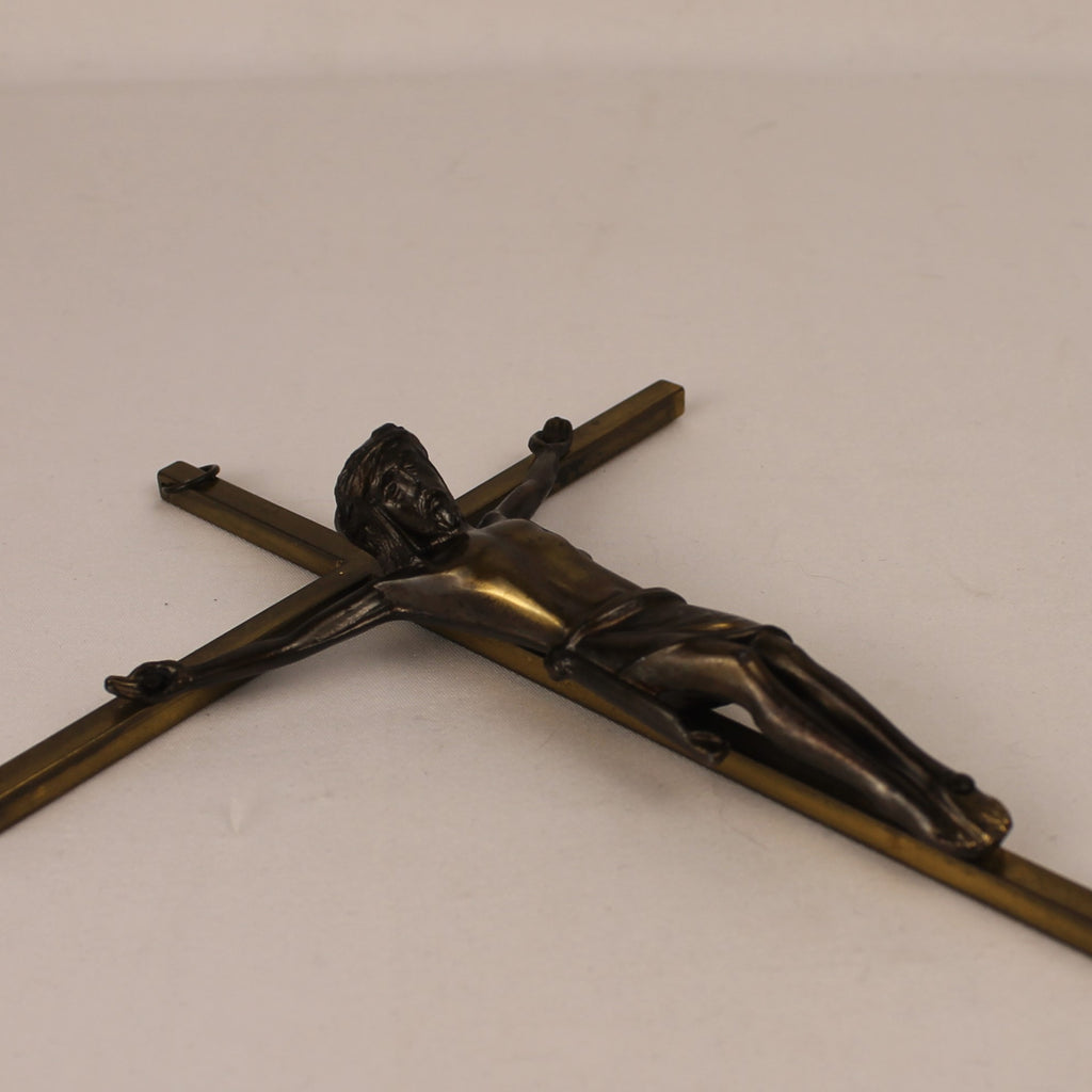 Messing Crucifix met Christus Corpus – Interbellum Devotiekruis – 25 cm