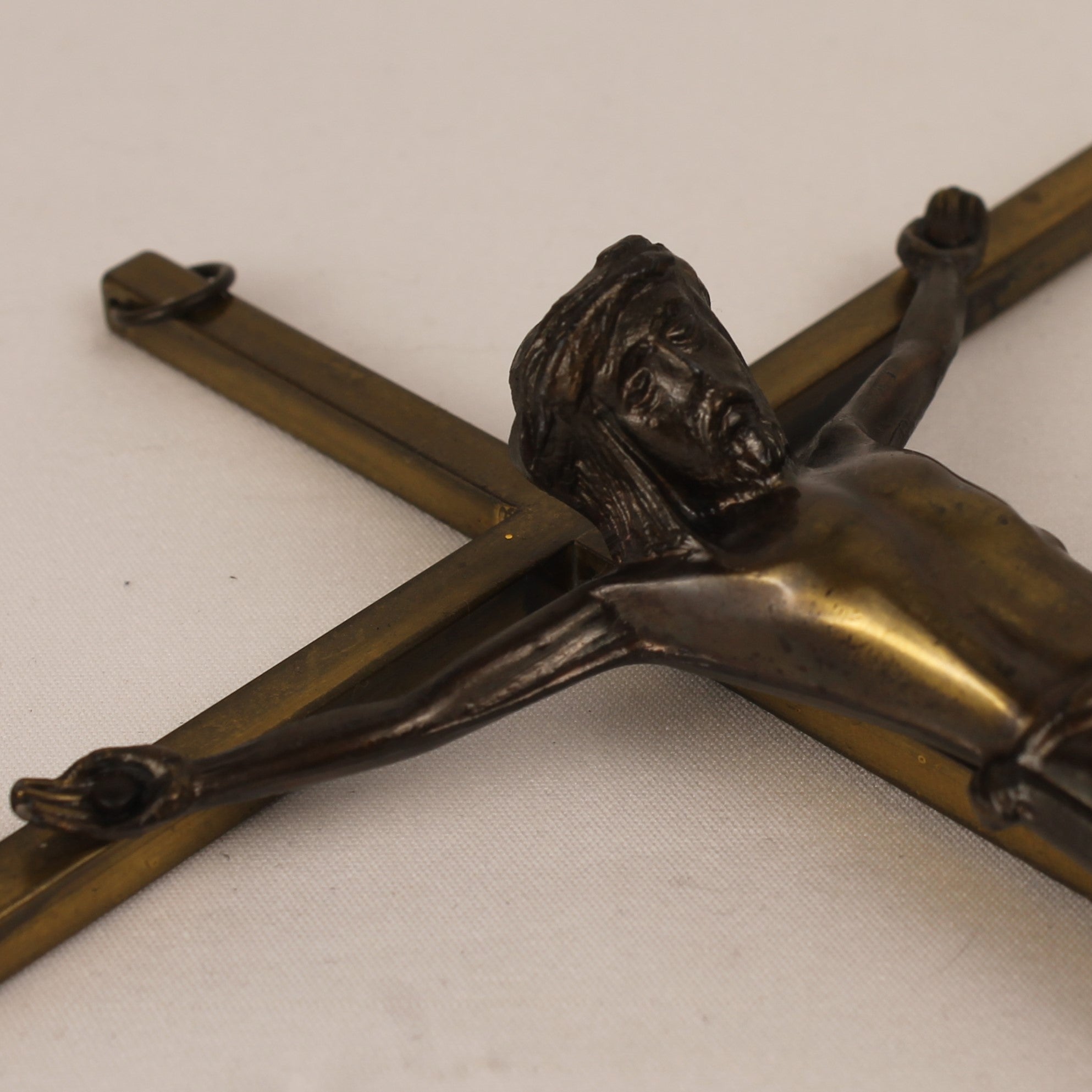 Messing Crucifix met Christus Corpus – Interbellum Devotiekruis – 25 cm