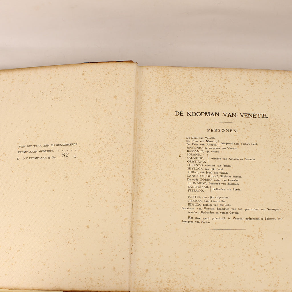 William Shakespeare – De Koopman van Venetië (Genummerde Luxe Editie Nr. 82/325) – Van Holkema & Warendorf ca. 1905
