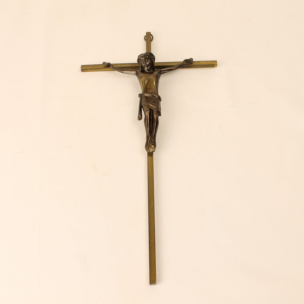 Messing Crucifix met Christus Corpus – Interbellum Devotiekruis – 25 cm