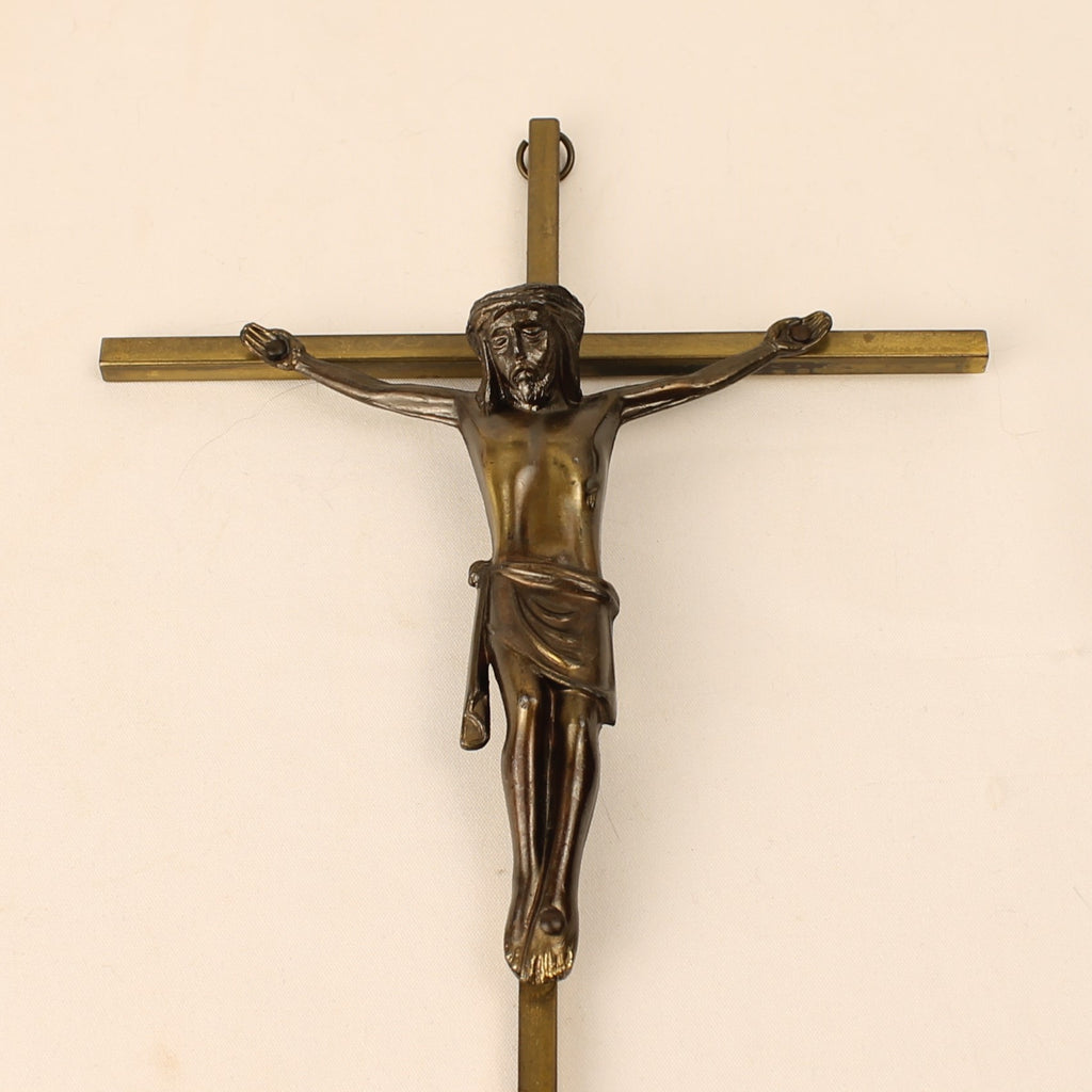 Messing Crucifix met Christus Corpus – Interbellum Devotiekruis – 25 cm