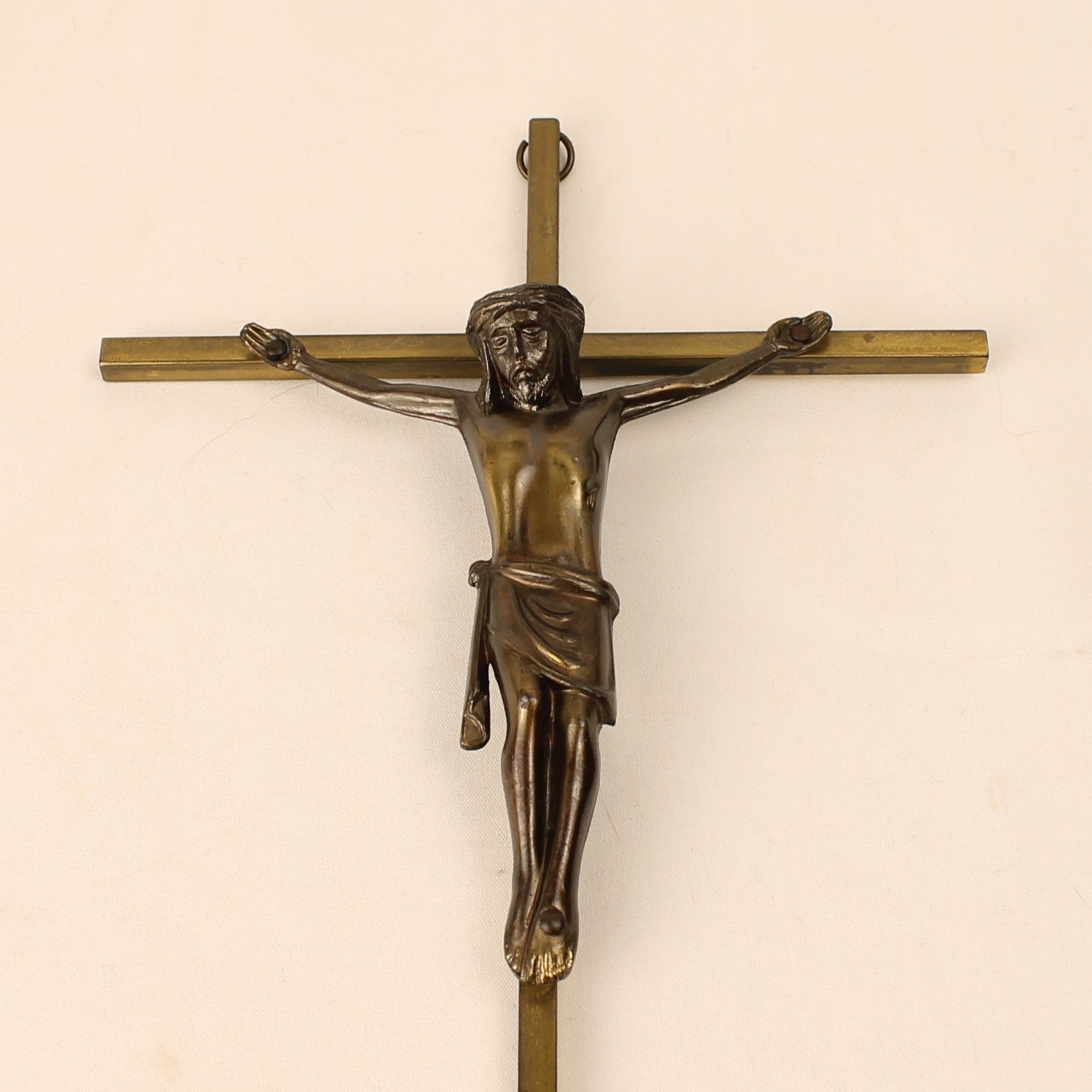 Messing Crucifix met Christus Corpus – Interbellum Devotiekruis – 25 cm