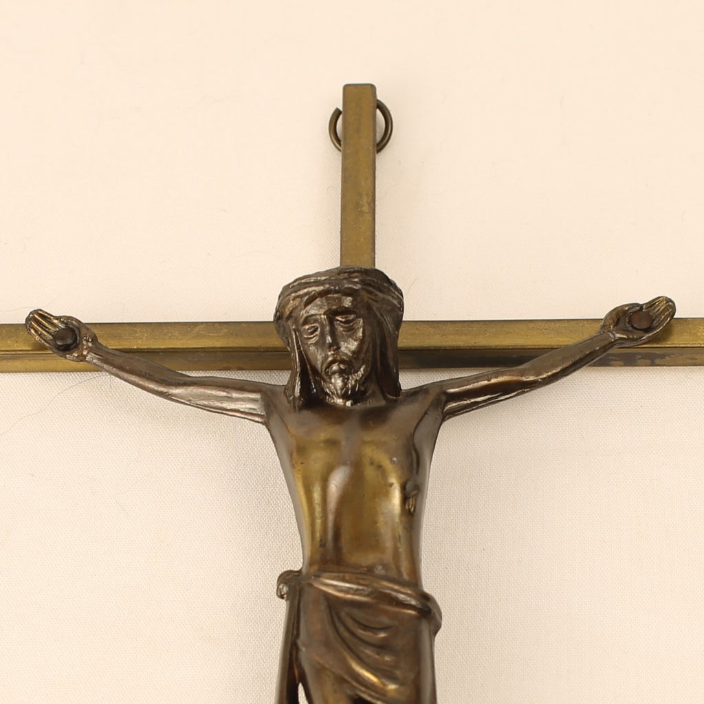 Messing Crucifix met Christus Corpus – Interbellum Devotiekruis – 25 cm