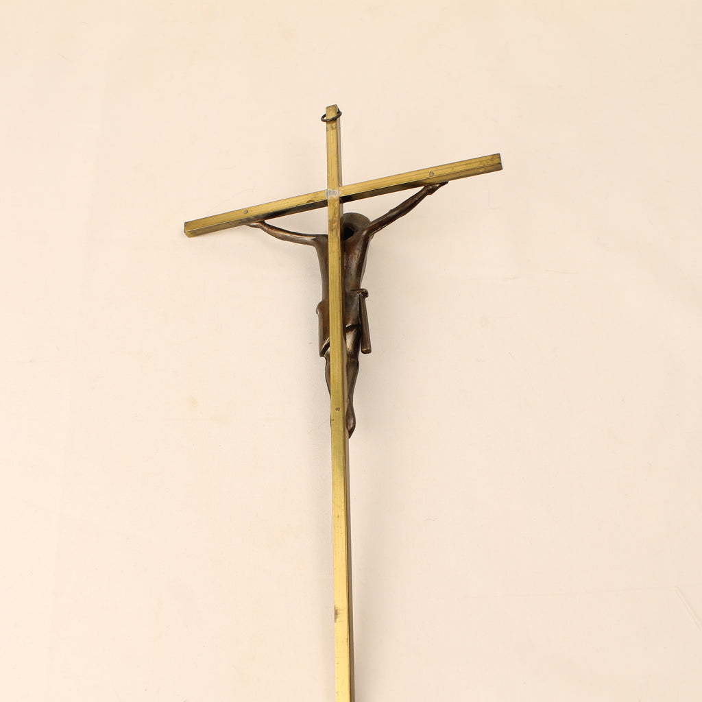 Messing Crucifix met Christus Corpus – Interbellum Devotiekruis – 25 cm
