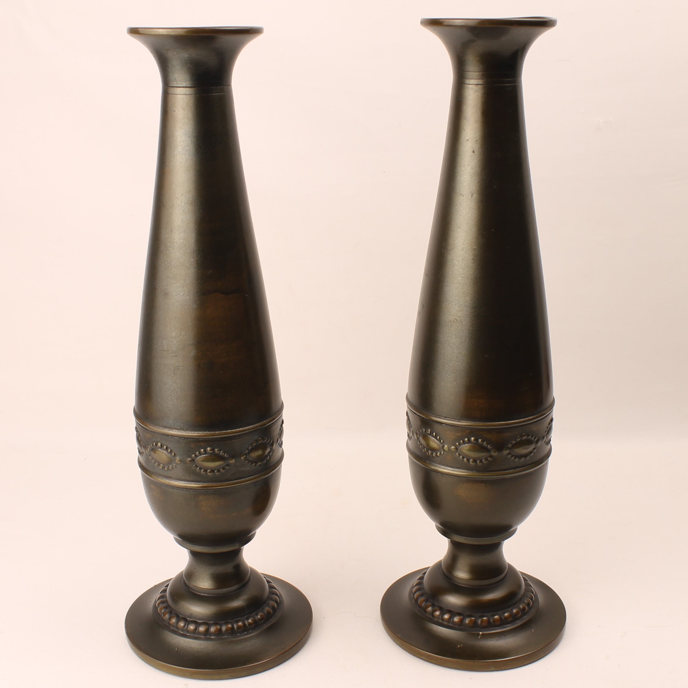 Kurz & Co Tiel Vazen - Interbellum - Messing - Model 1375 - Set van 2 -29 cm