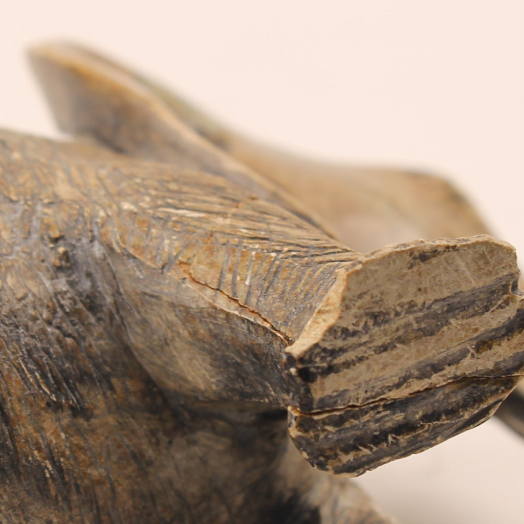 Handgesneden Stenen Olifant – Vintage Afrikaanse Speksteen Sculptuur – 16 cm