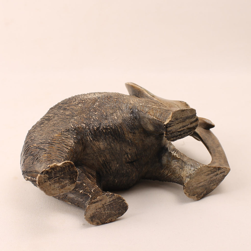 Handgesneden Stenen Olifant – Vintage Afrikaanse Speksteen Sculptuur – 16 cm
