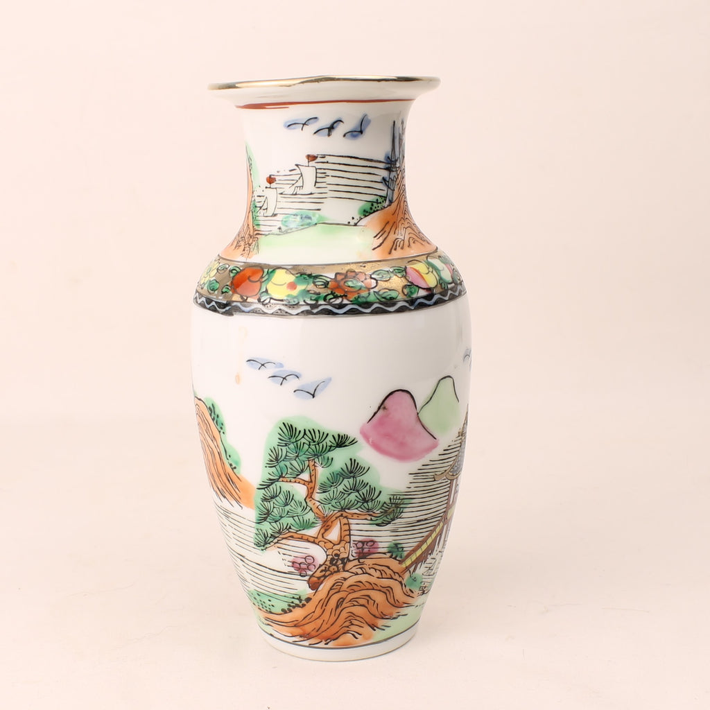 Vase chinois en porcelaine – Marque de règne Qianlong – Peint à la main – 16 cm