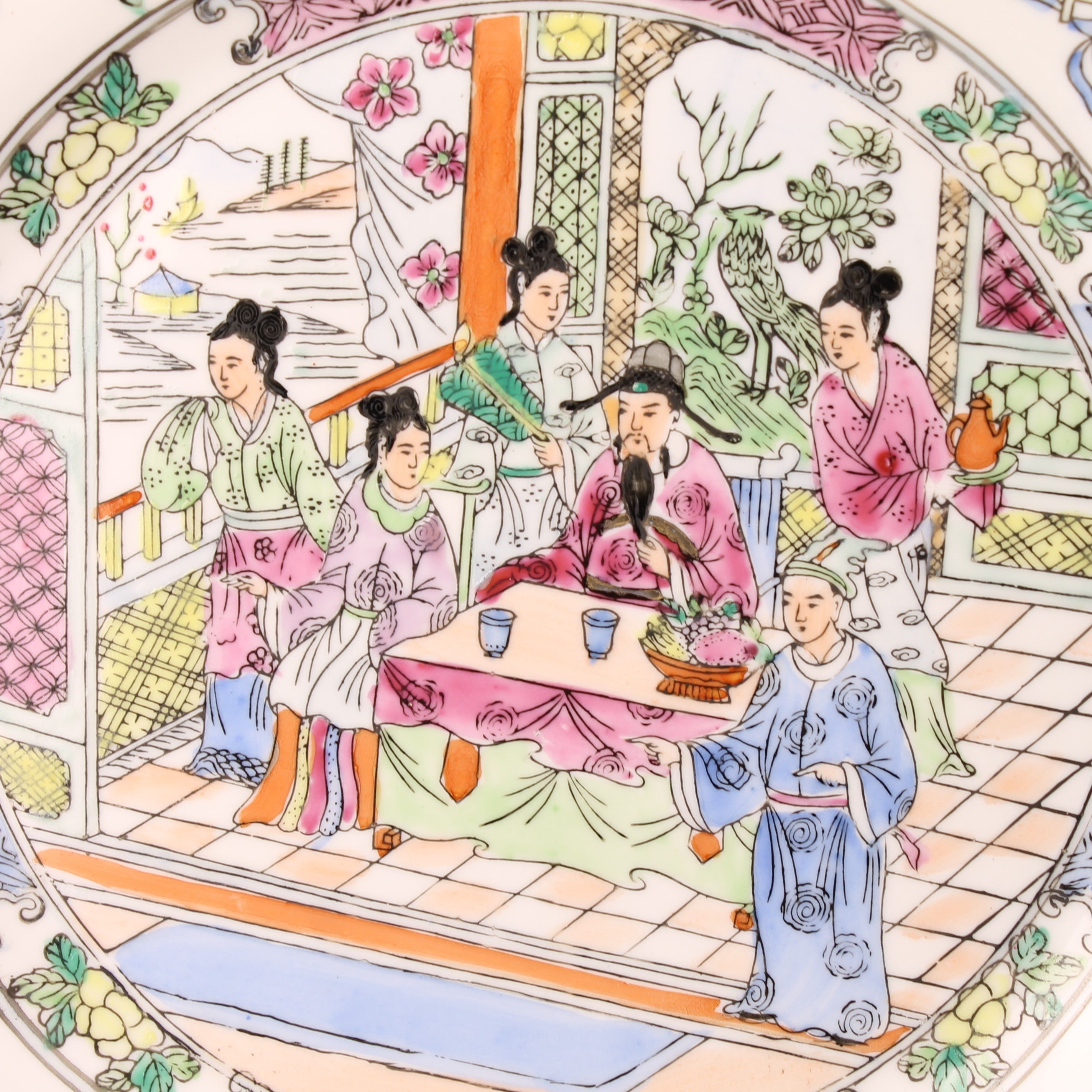 Chinees Porseleinen Wandbord – Qianlong Mark – Famille Rose – 25,5 cm