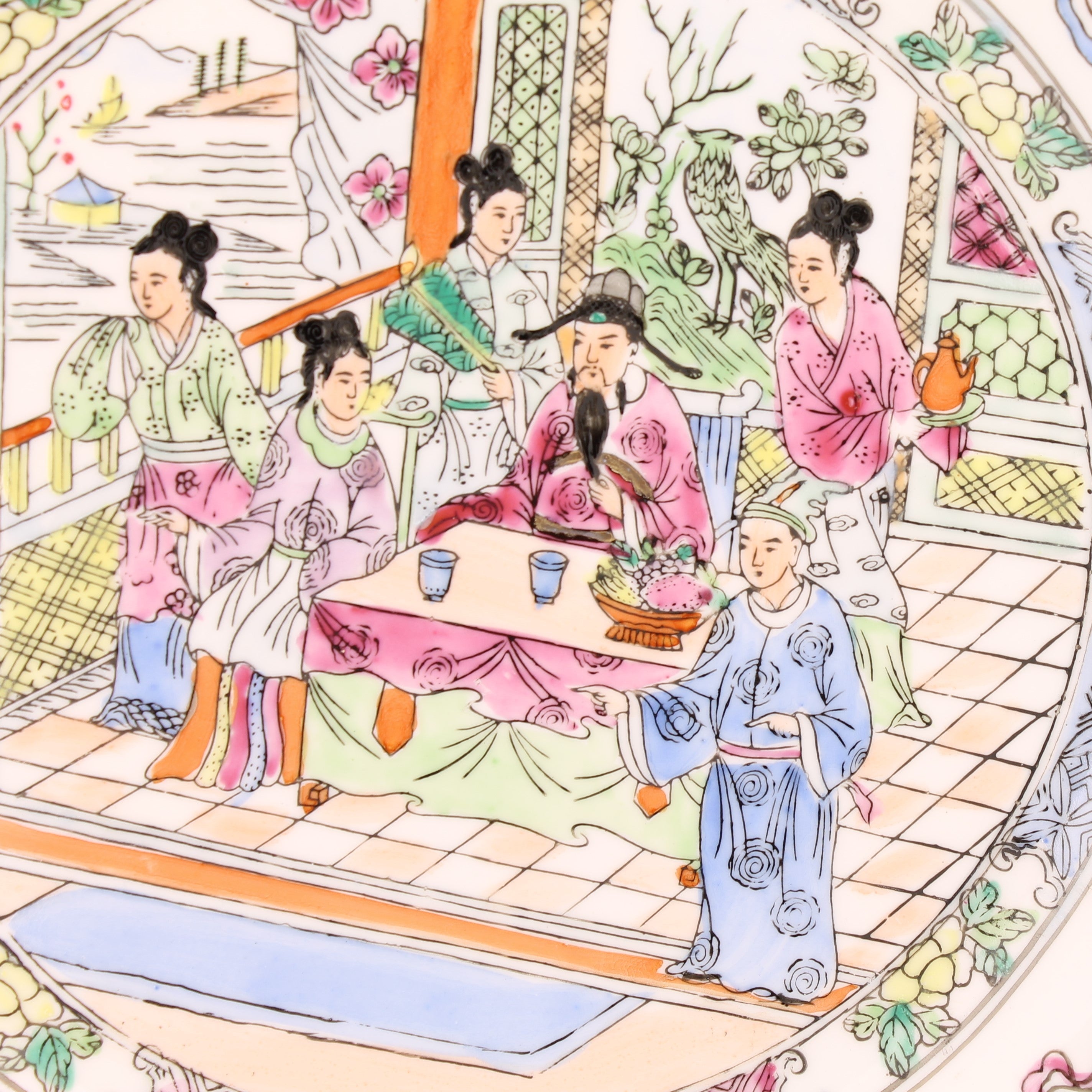 Chinees Porseleinen Wandbord – Qianlong Mark – Famille Rose – 25,5 cm