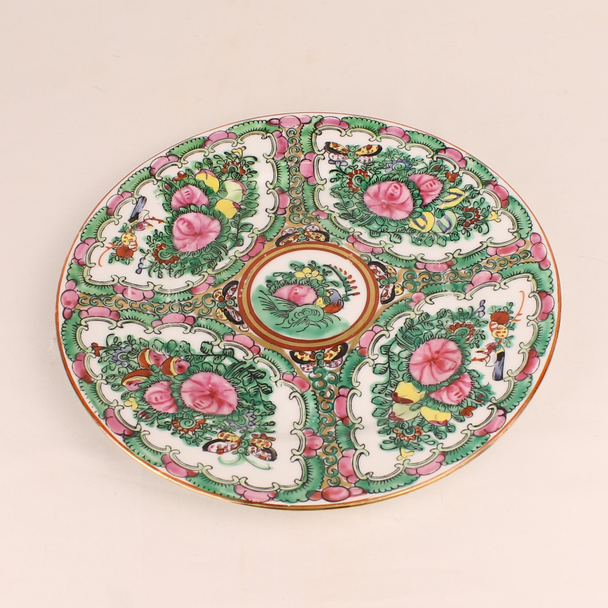 Chinees Famille Rose Bord – Canton Stijl Porselein met Vogels & Bloemen – Ø21 cm