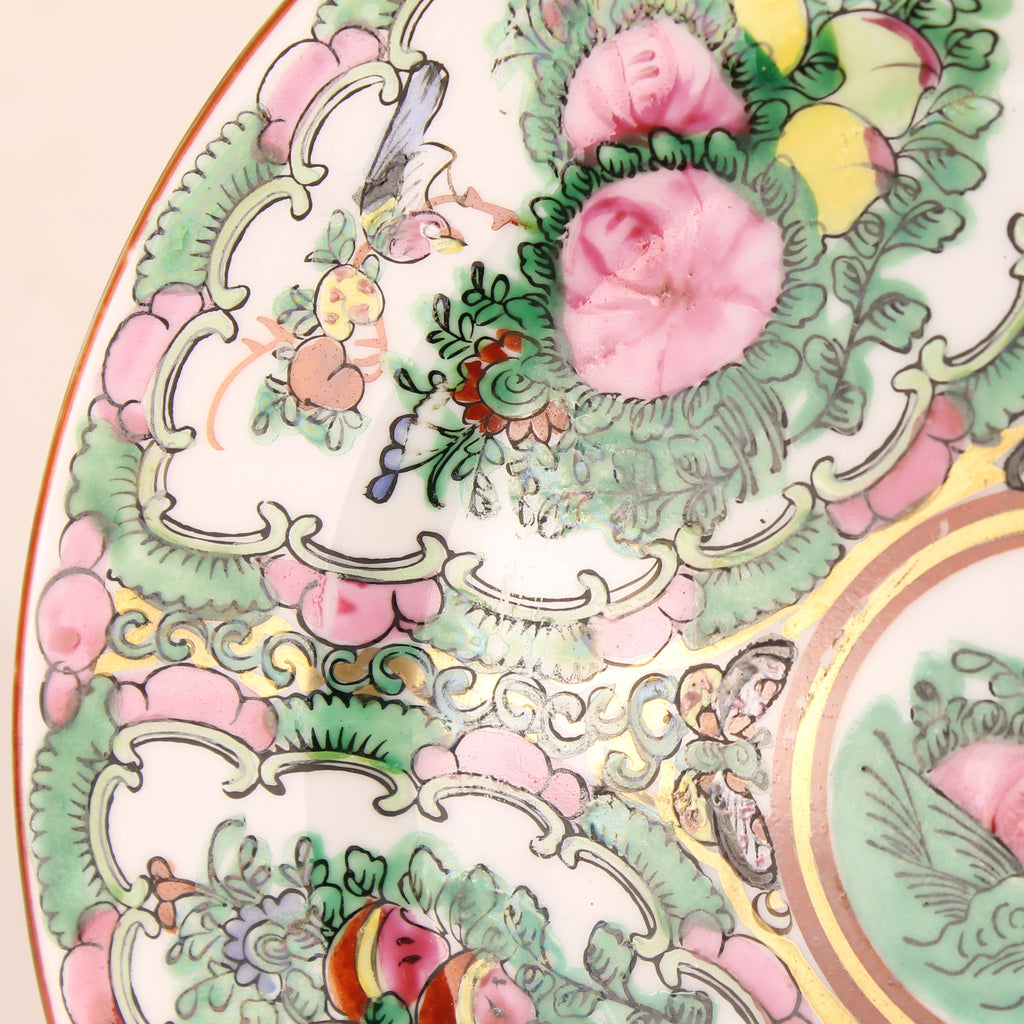 Chinees Famille Rose Bord – Canton Stijl Porselein met Vogels & Bloemen – Ø21 cm