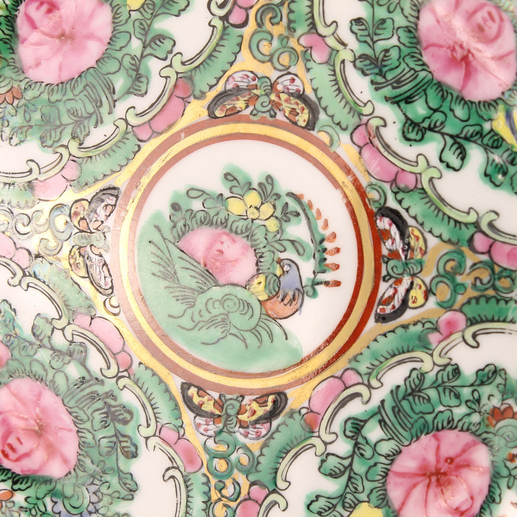 Chinees Famille Rose Bord – Canton Stijl Porselein met Vogels & Bloemen – Ø21 cm