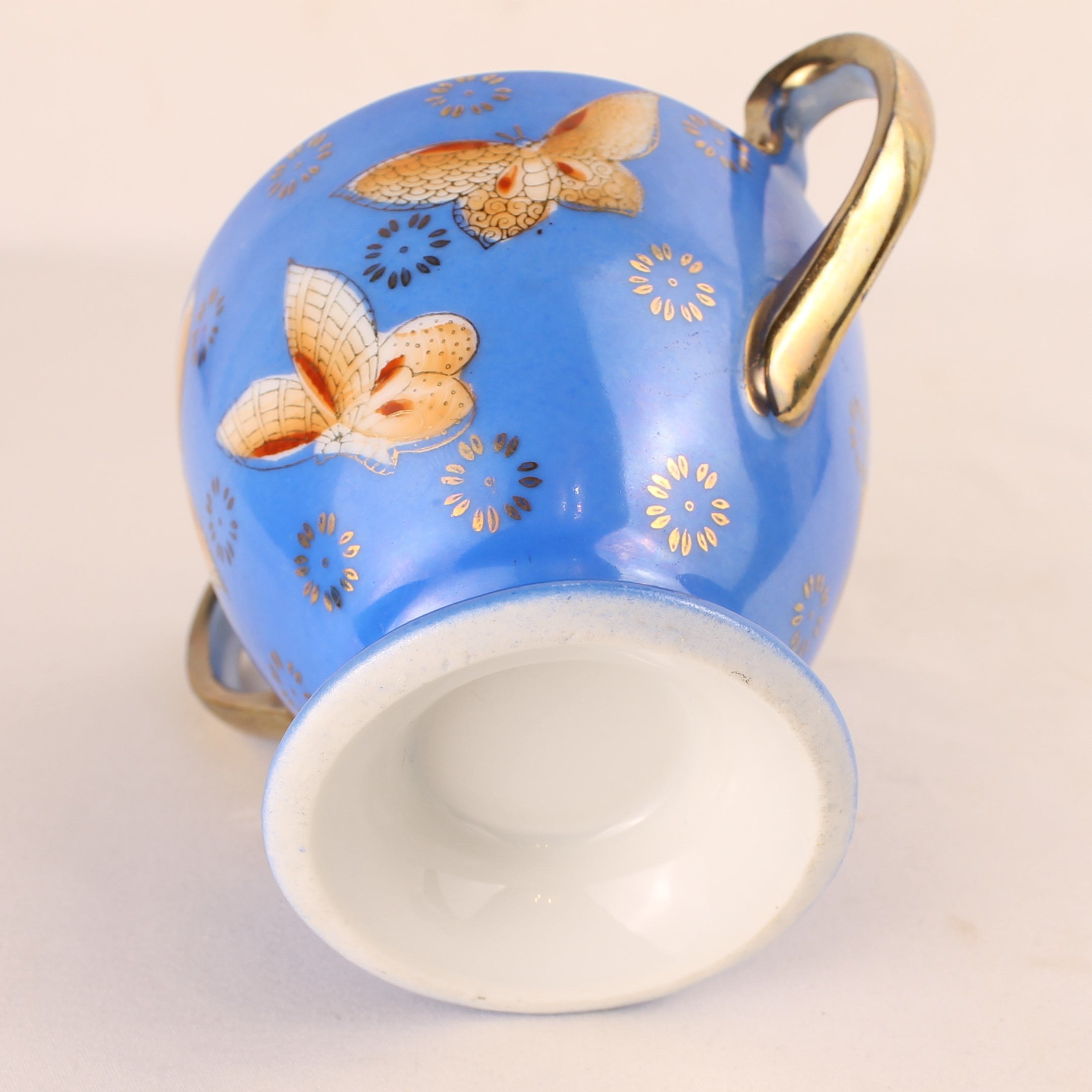 Art Nouveau Suikerpot met Vlinders – Blauw Porselein met Vergulding – ca. 1900