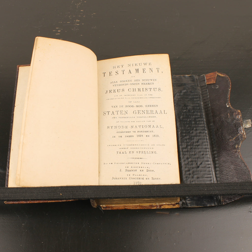 Nieuwe Testament (Statenvertaling) - Zakbijbeltje met Zilveren Sluiting en Goudsnede - 1870 Haarlem
