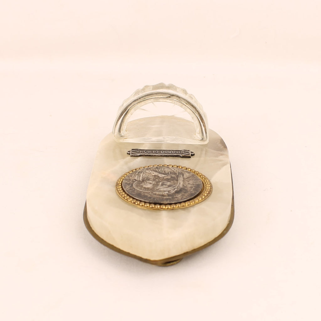 Italian Alabaster Holy Water Font – Souvenir of Rome – Madonna and Child