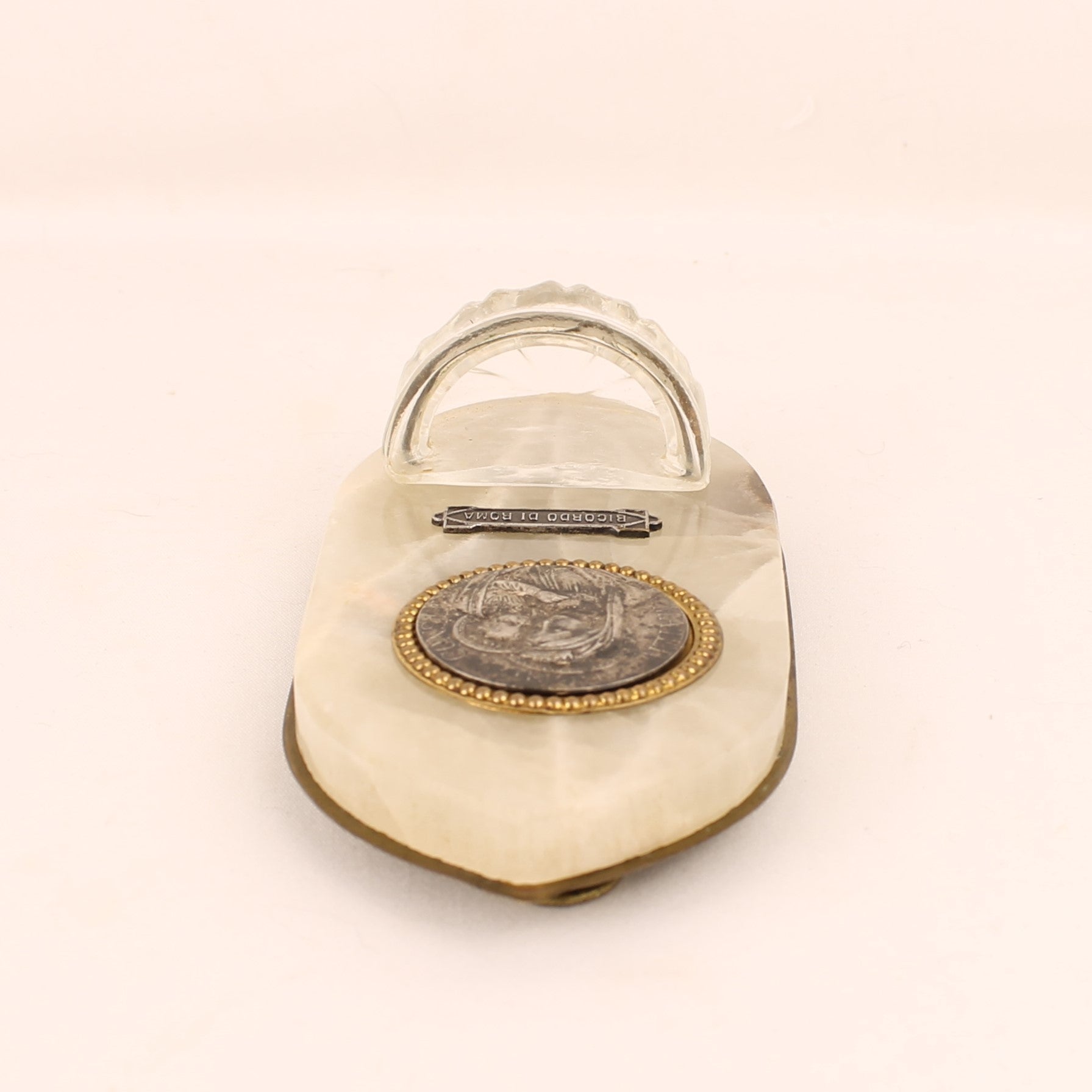 Italiaans Albasten Wijwaterbakje – Ricordo di Roma – Madonna met Kind