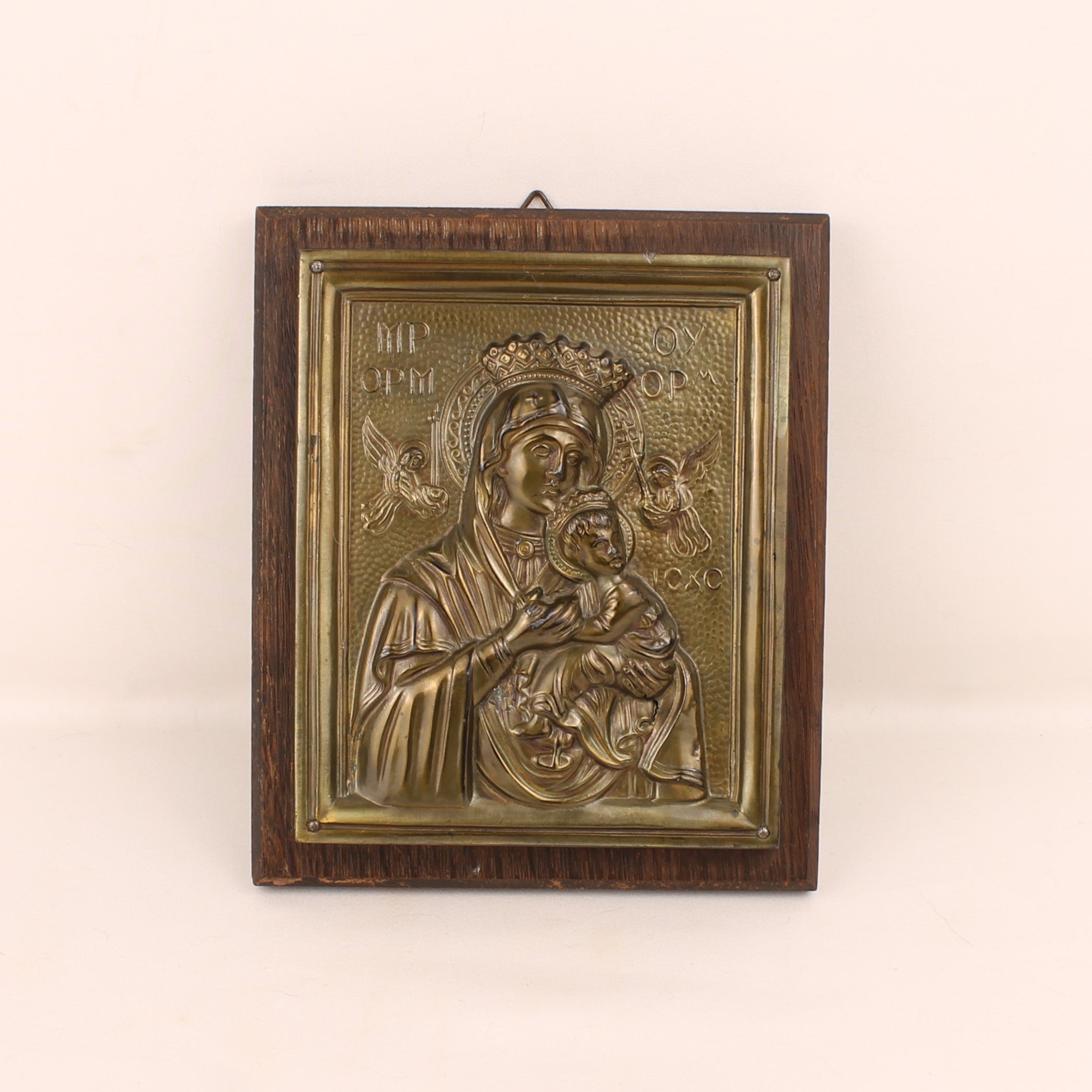 Religieuze Icoon – Maria met Kind – Byzantijnse Stijl Reliëf (ca. 1940–1970)