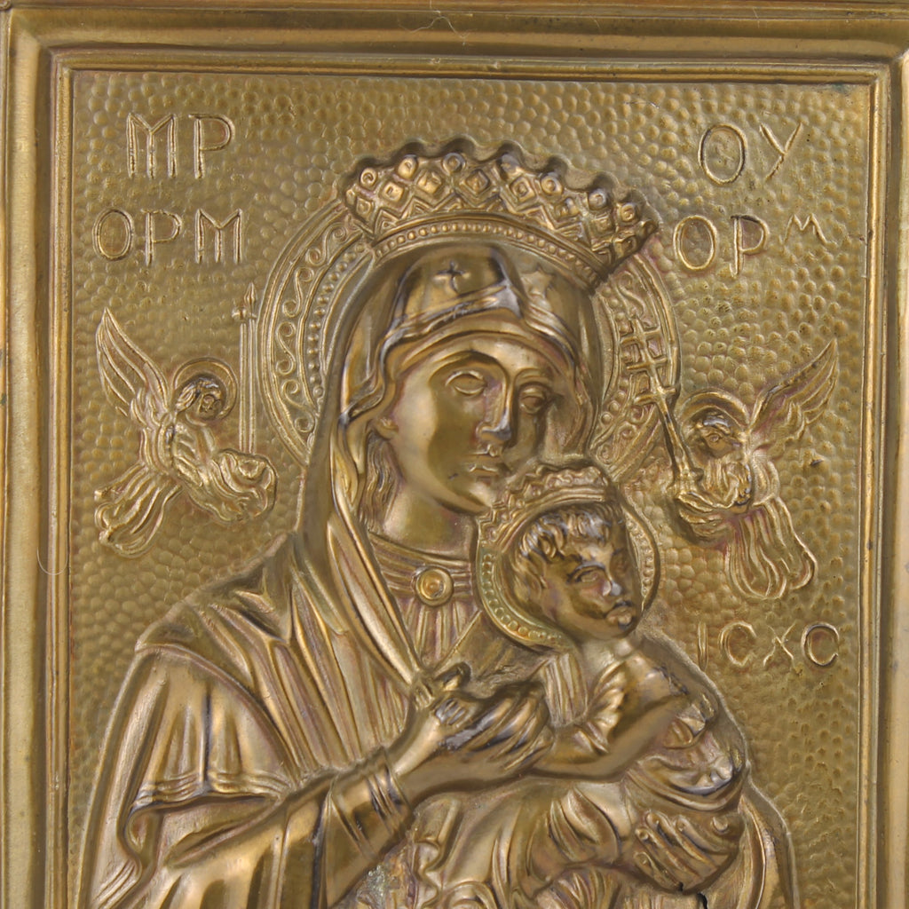 Religieuze Icoon – Maria met Kind – Byzantijnse Stijl Reliëf (ca. 1940–1970)