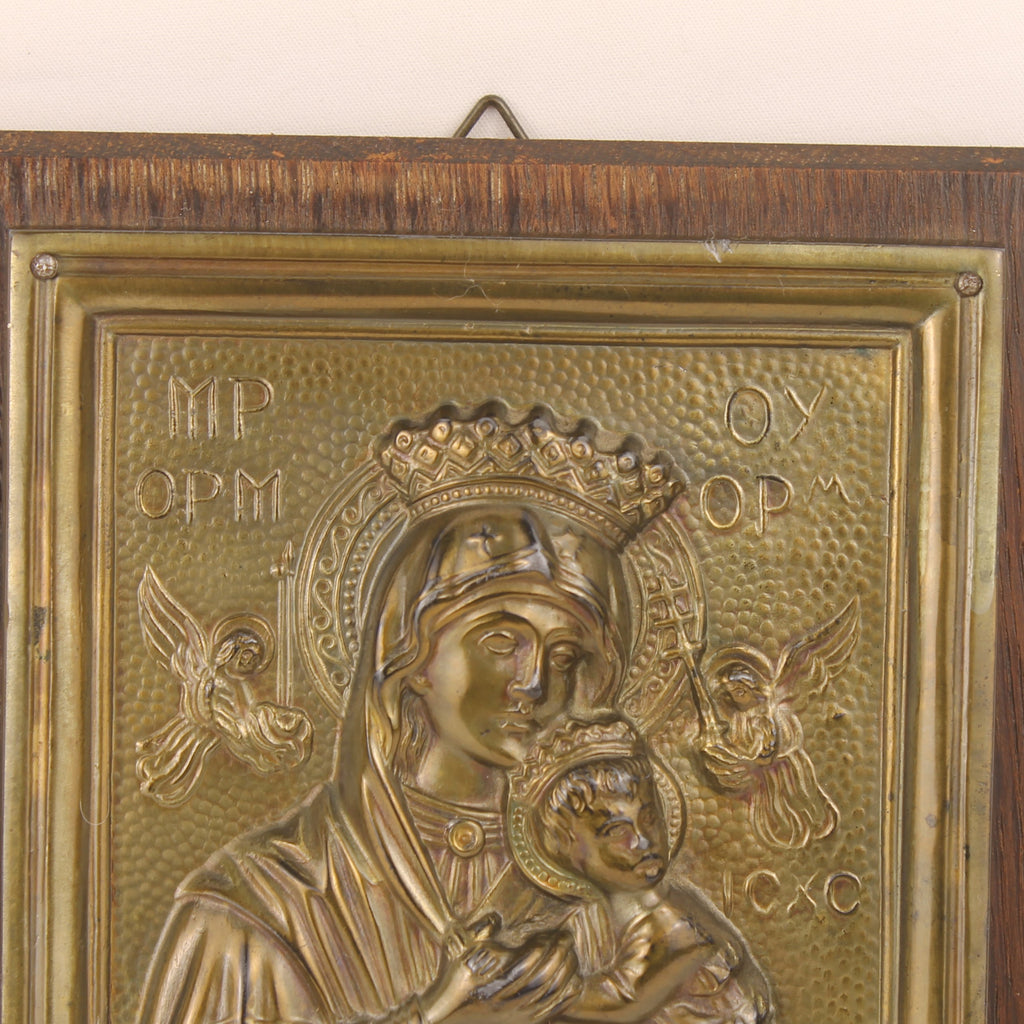 Religieuze Icoon – Maria met Kind – Byzantijnse Stijl Reliëf (ca. 1940–1970)