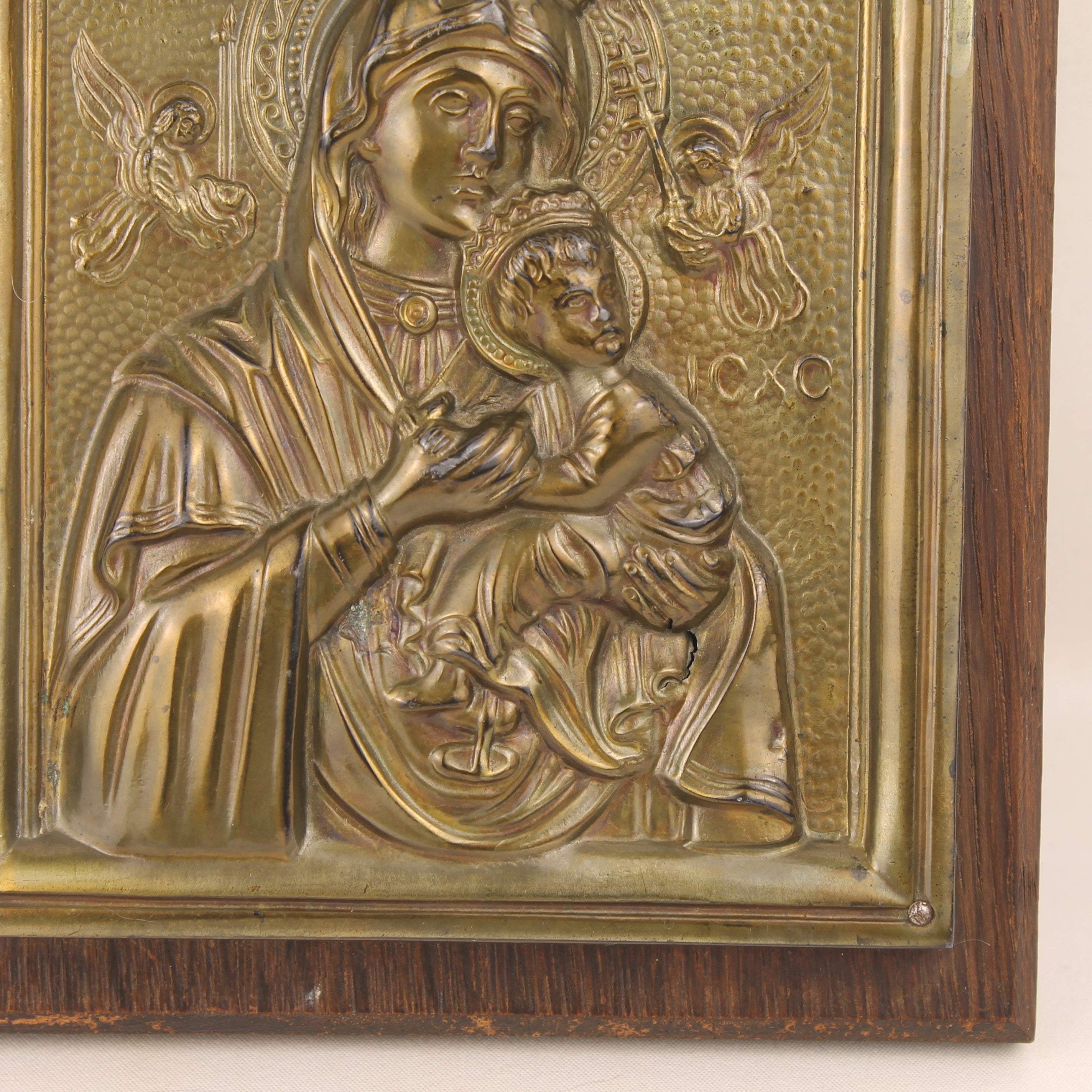 Religieuze Icoon – Maria met Kind – Byzantijnse Stijl Reliëf (ca. 1940–1970)