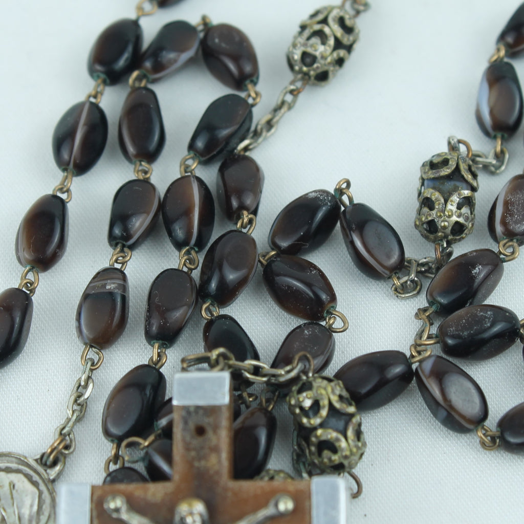 Katholieke Rozenkrans – Donkere Glaskralen met Crucifix