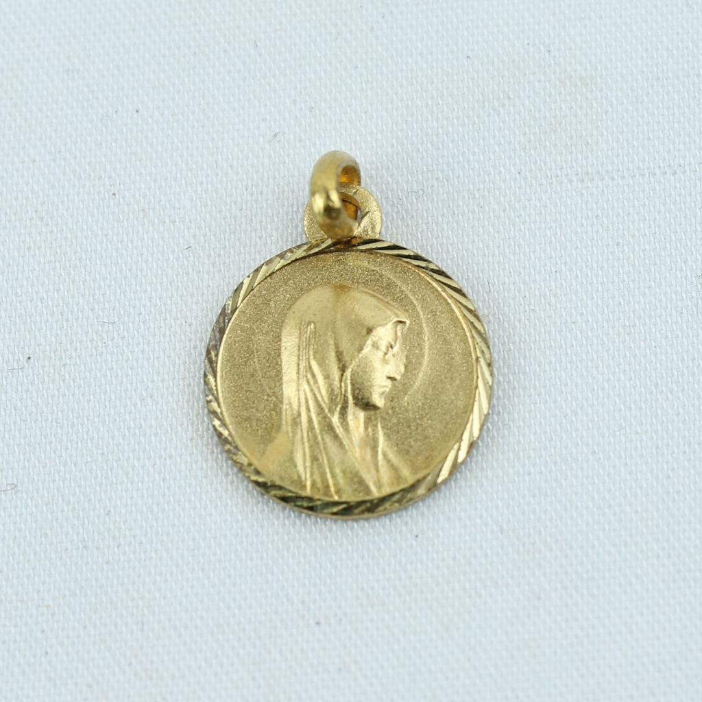 Katholieke Devotiemedaille – Maria Medaillon – Verguld Messing – 13 mm