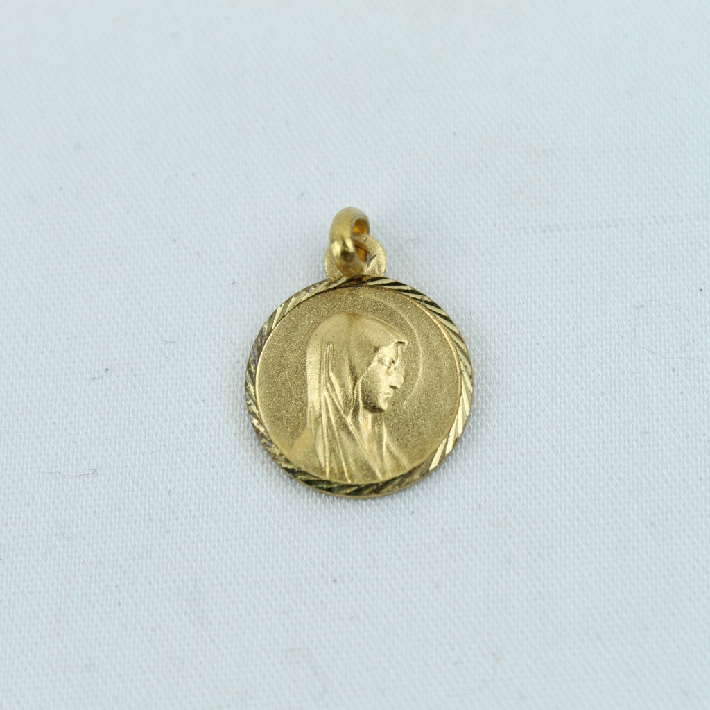 Katholieke Devotiemedaille – Maria Medaillon – Verguld Messing – 13 mm