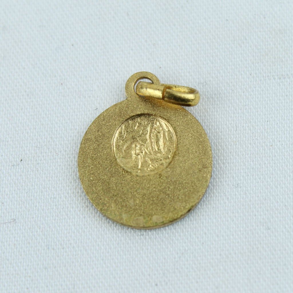 Katholieke Devotiemedaille – Maria Medaillon – Verguld Messing – 13 mm