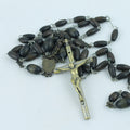 Katholieke Rozenkrans met Houten Kralen en Messing Crucifix – Interbellum