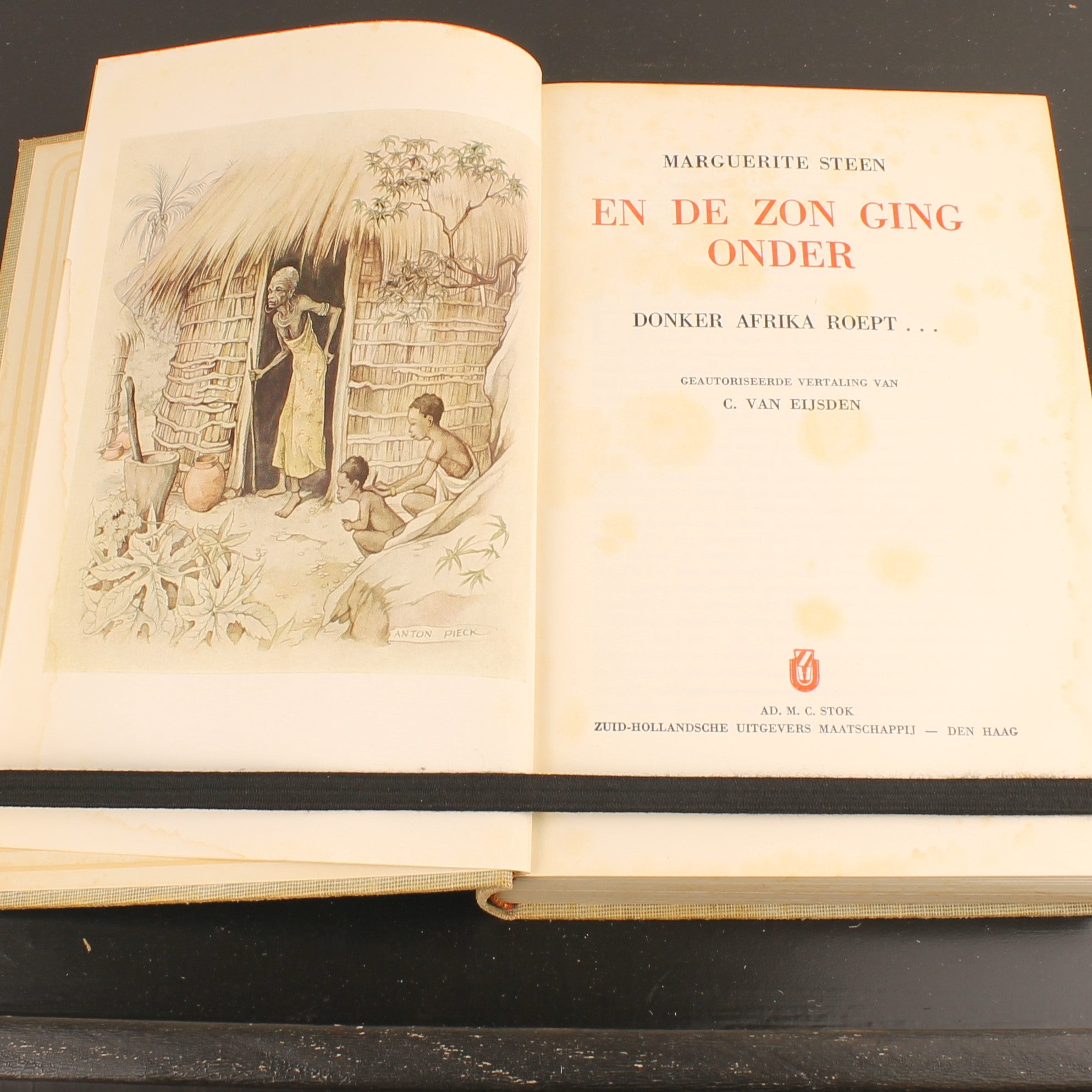En de Zon Ging Onder (2 Delen) - Marguerite Steen - Boekenset met Illustraties van Anton Pieck - ca. 1930 Den Haag