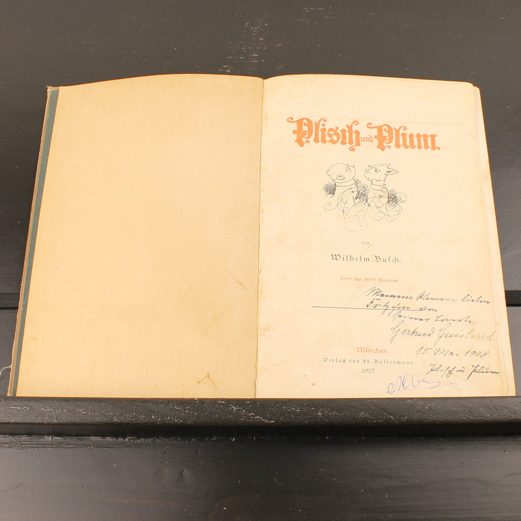 Plisch und Plum - Wilhelm Busch - Antiek Geïllustreerd Kinderboek - München 1907