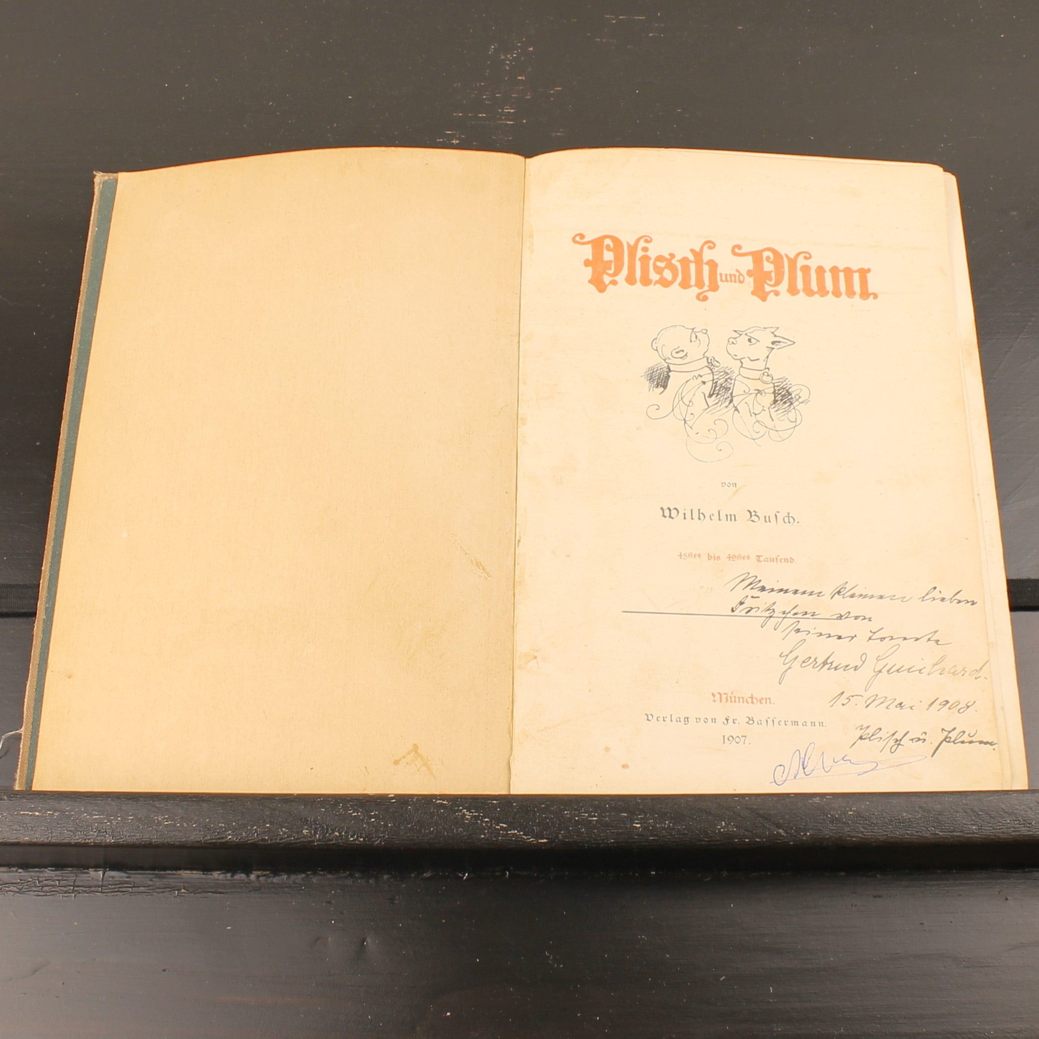 Plisch und Plum - Wilhelm Busch - Antiek Geïllustreerd Kinderboek - München 1907