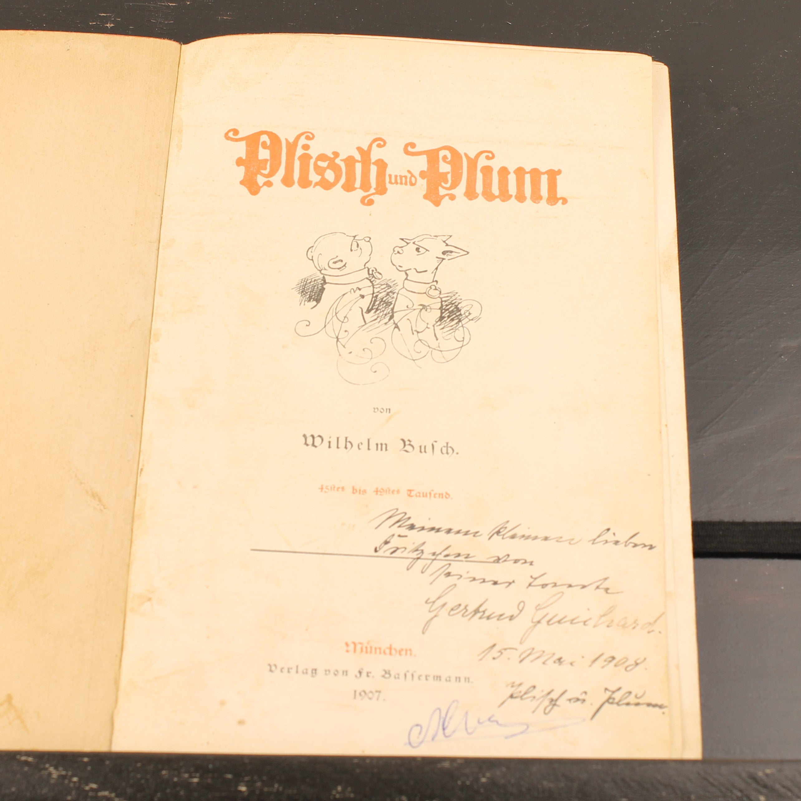 Plisch und Plum - Wilhelm Busch - Antiek Geïllustreerd Kinderboek - München 1907