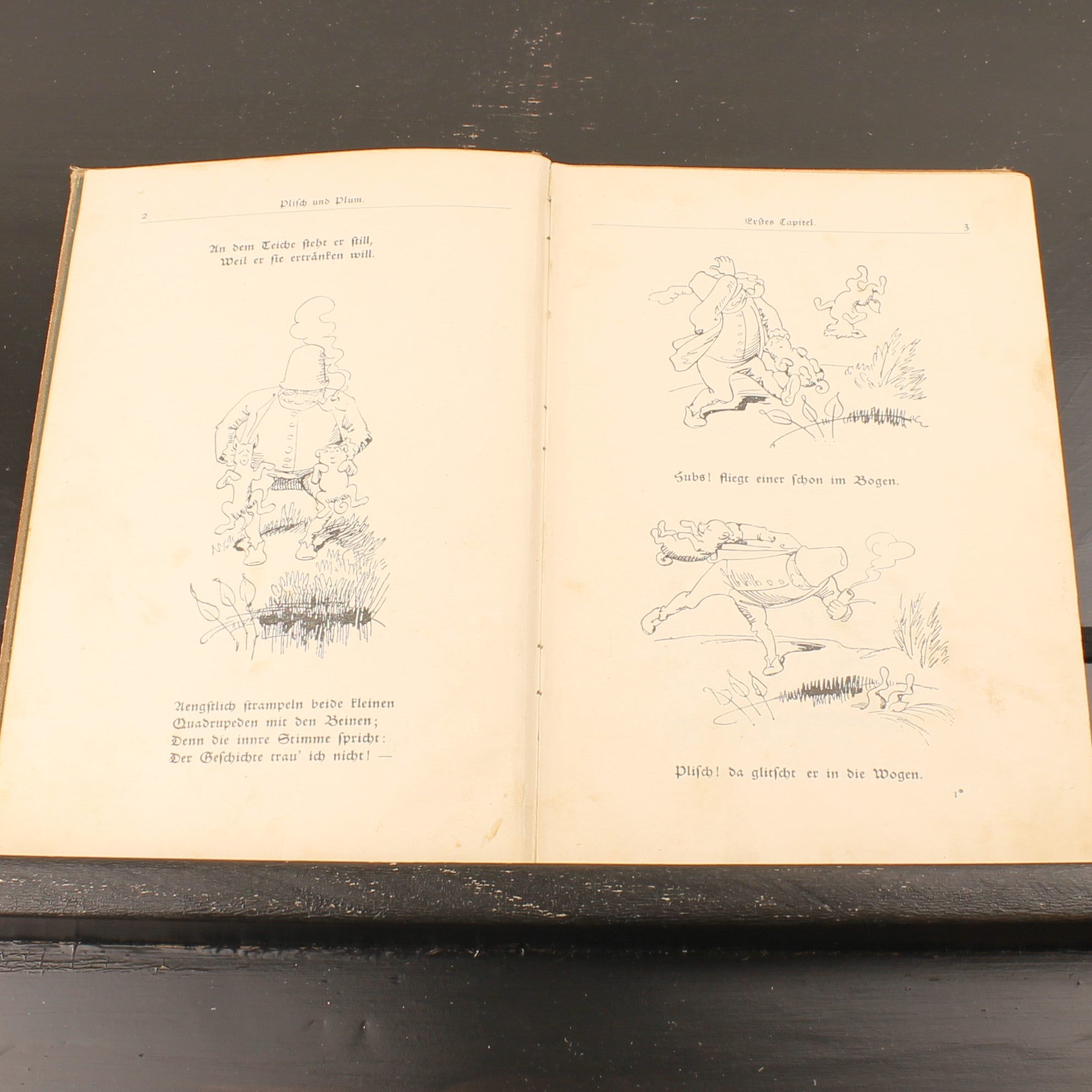 Plisch und Plum - Wilhelm Busch - Antiek Geïllustreerd Kinderboek - München 1907
