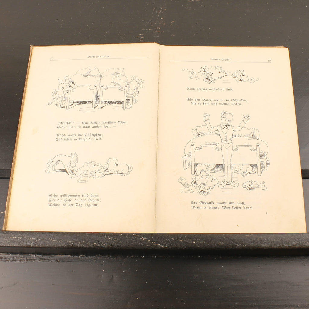 Plisch und Plum - Wilhelm Busch - Antiek Geïllustreerd Kinderboek - München 1907