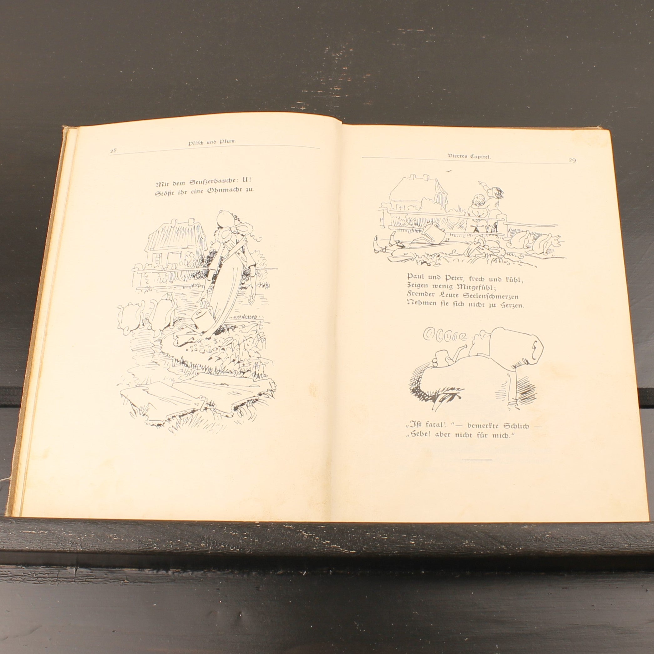 Plisch und Plum - Wilhelm Busch - Antiek Geïllustreerd Kinderboek - München 1907