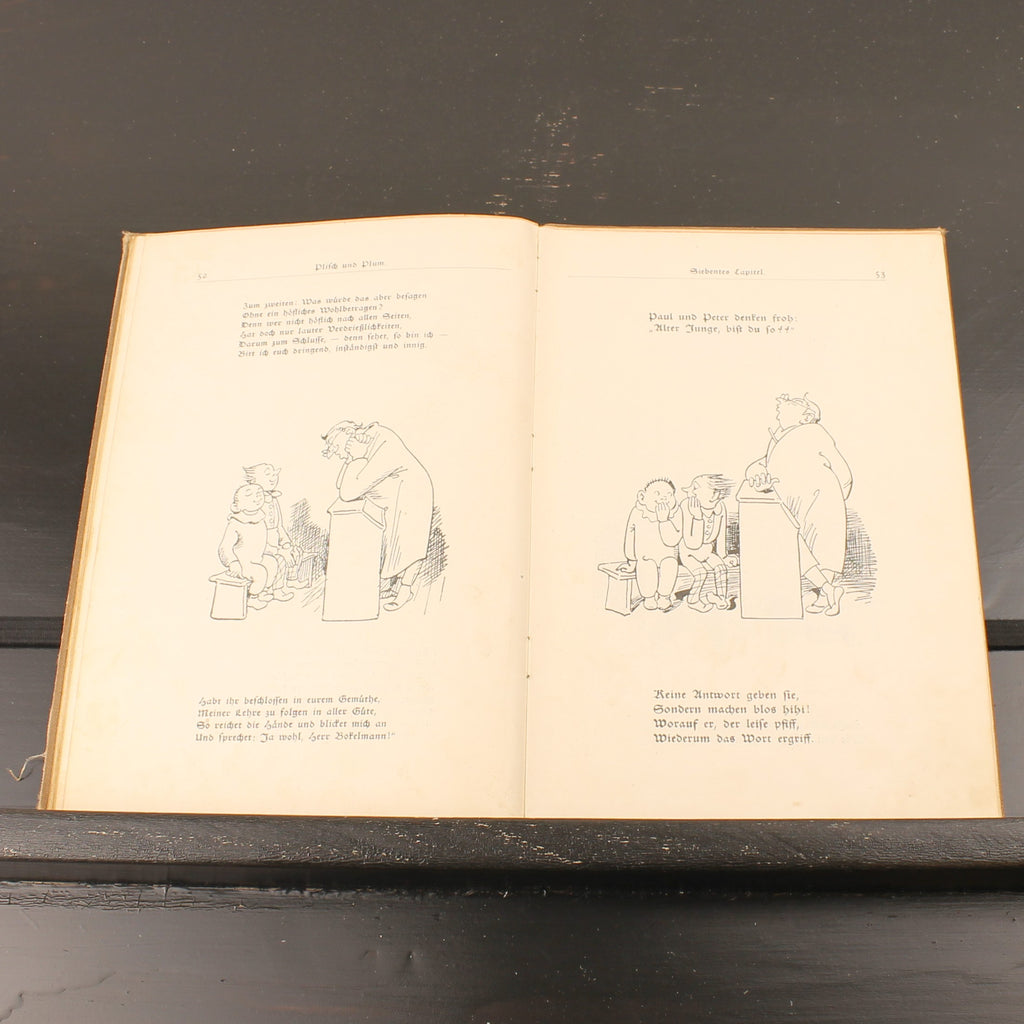 Plisch und Plum - Wilhelm Busch - Antiek Geïllustreerd Kinderboek - München 1907
