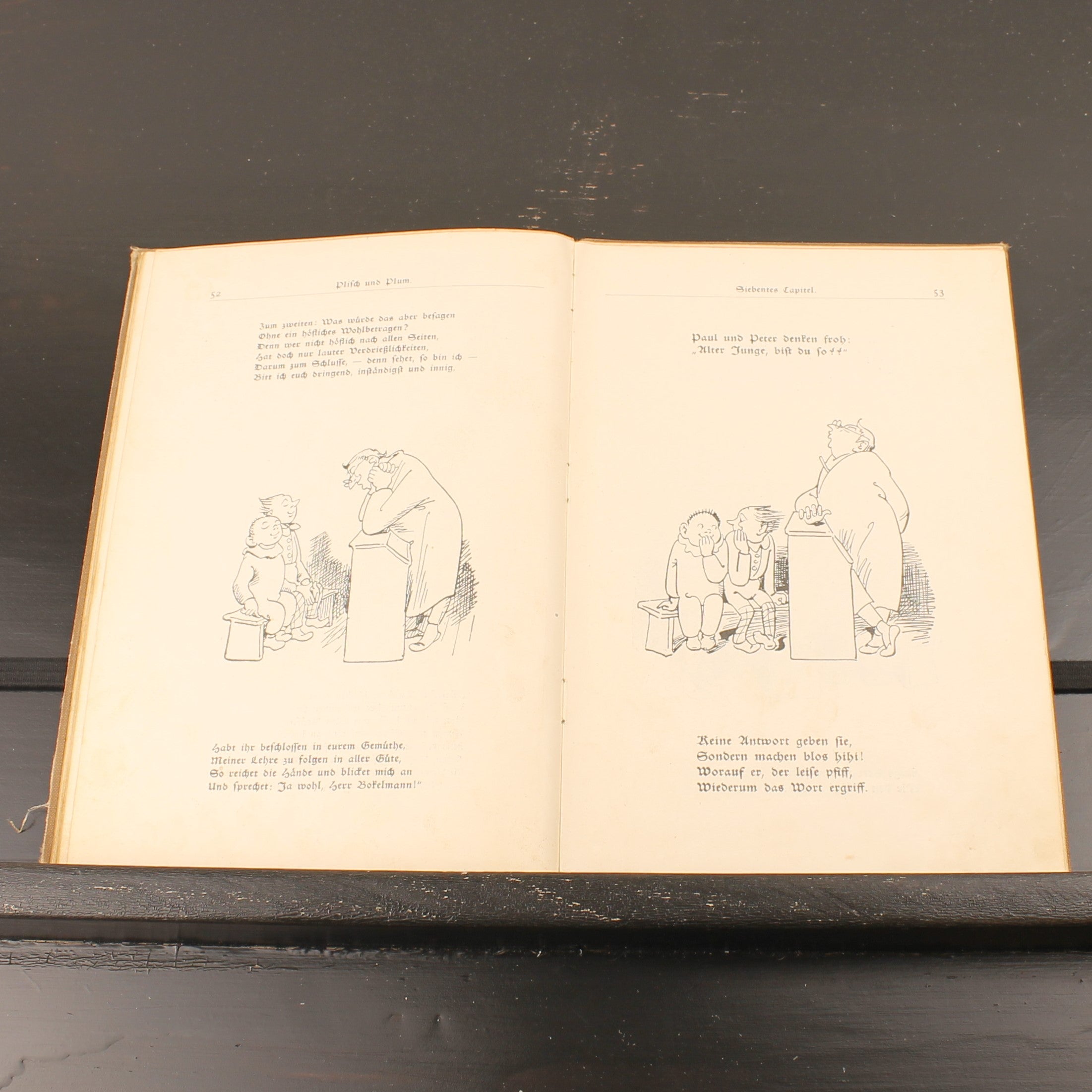 Plisch und Plum - Wilhelm Busch - Antiek Geïllustreerd Kinderboek - München 1907