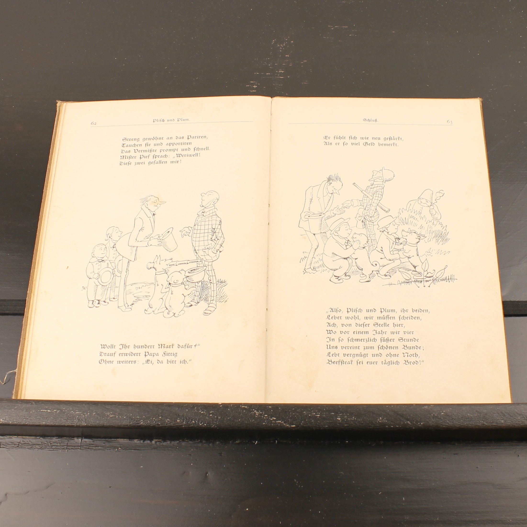 Plisch und Plum - Wilhelm Busch - Antiek Geïllustreerd Kinderboek - München 1907