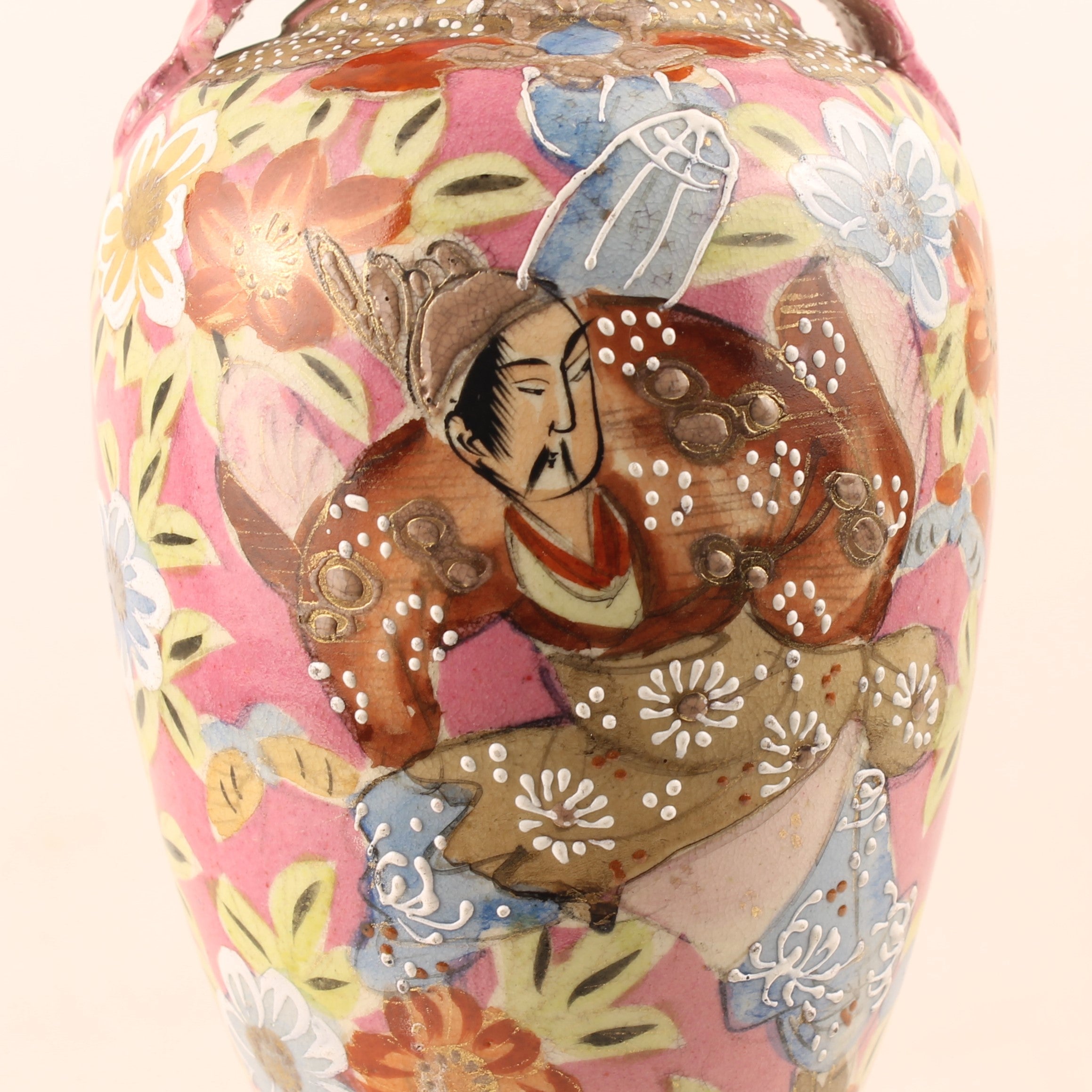 Japanse Satsuma Stijl Vaas – Handbeschilderd Samurai Decor – Moriage –  Groot 32 cm