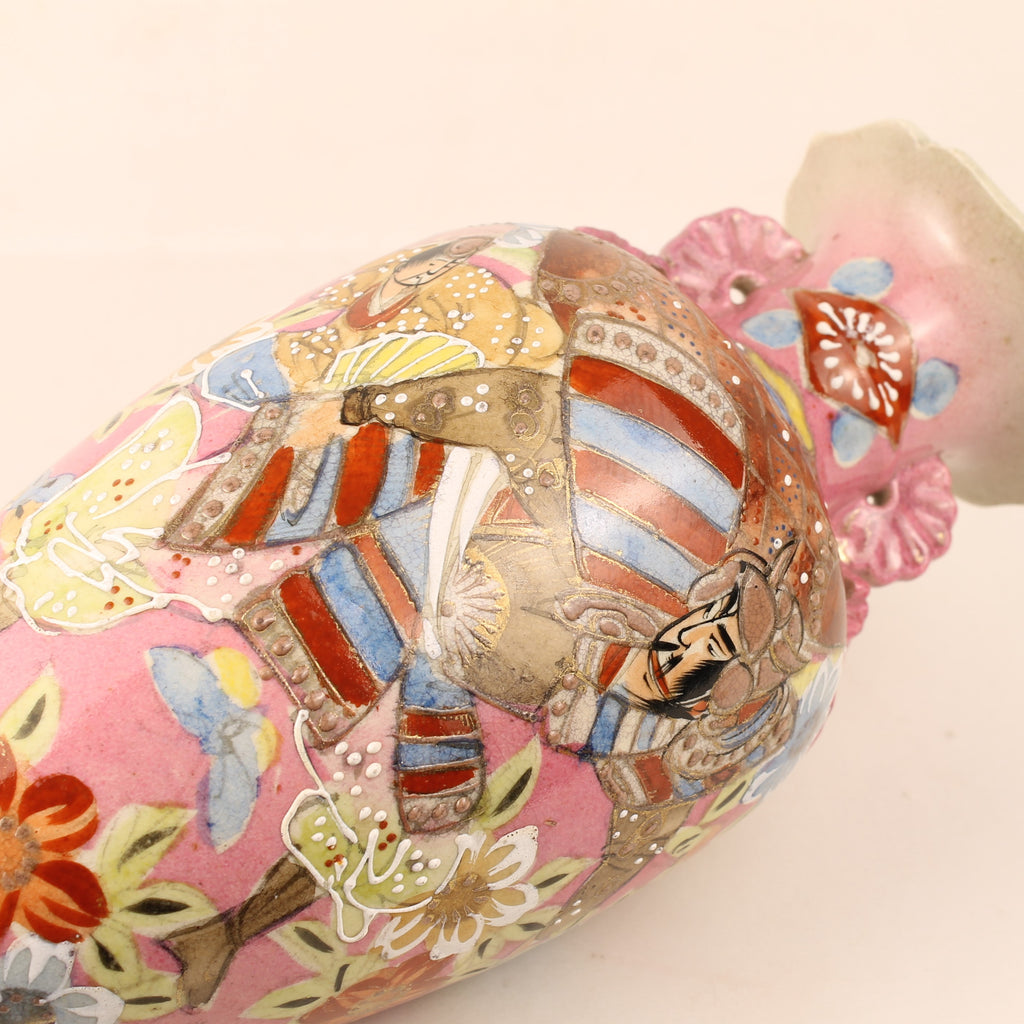 Japanese Satsuma Style Vase – Hand-painted Samurai Decor – Moriage – Large 32 cm