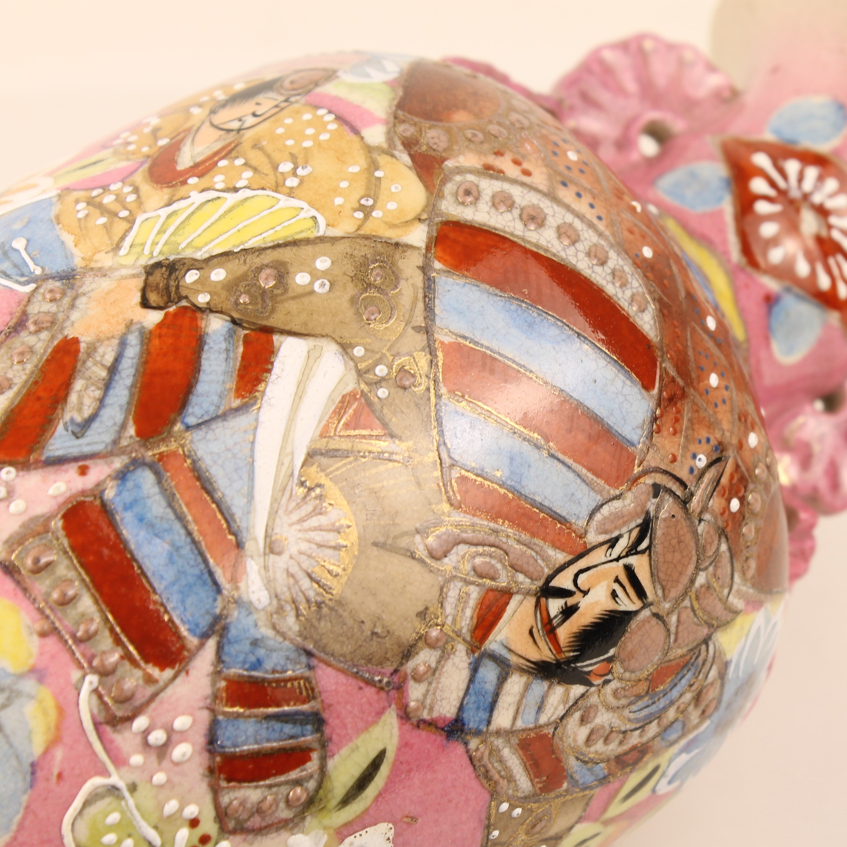 Japanese Satsuma Style Vase – Hand-painted Samurai Decor – Moriage – Large 32 cm