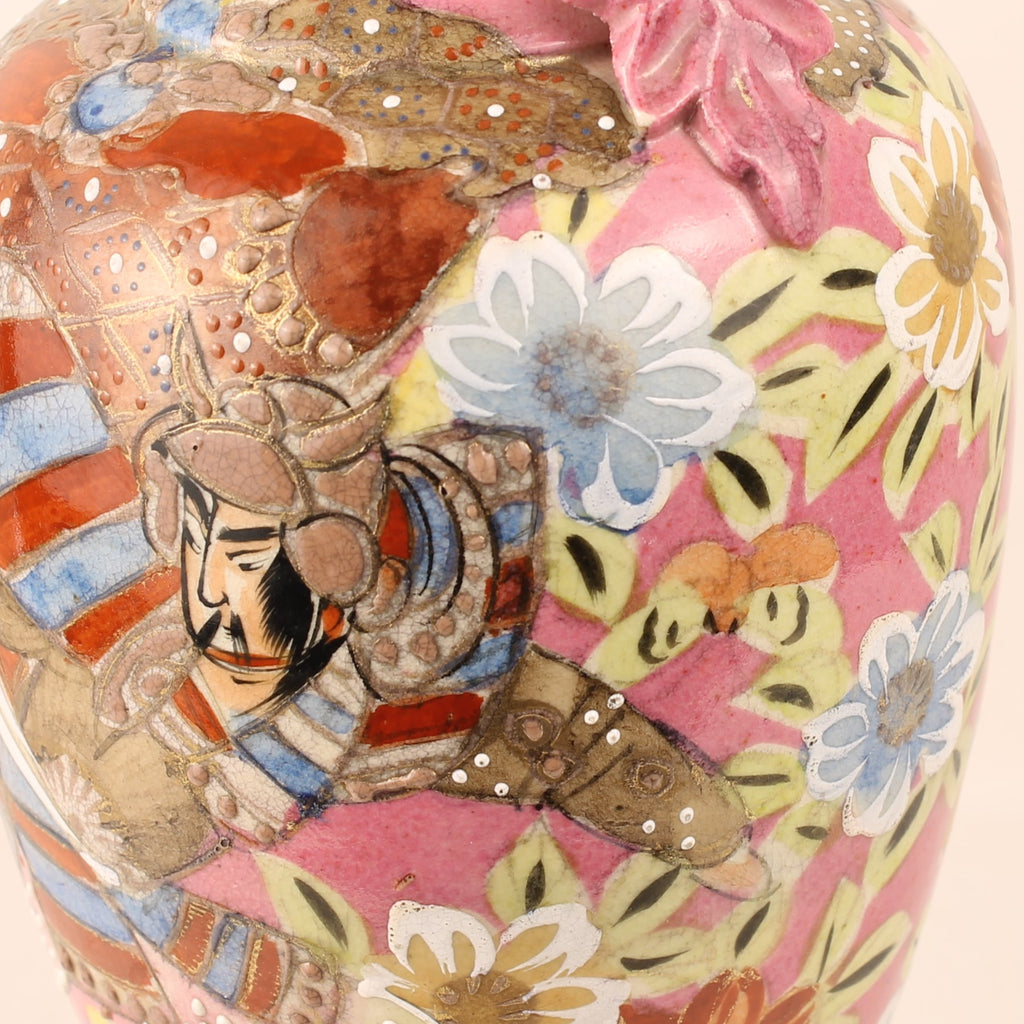 Japanese Satsuma Style Vase – Hand-painted Samurai Decor – Moriage – Large 32 cm