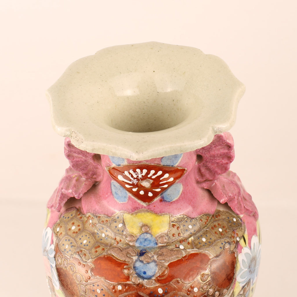 Japanese Satsuma Style Vase – Hand-painted Samurai Decor – Moriage – Large 32 cm