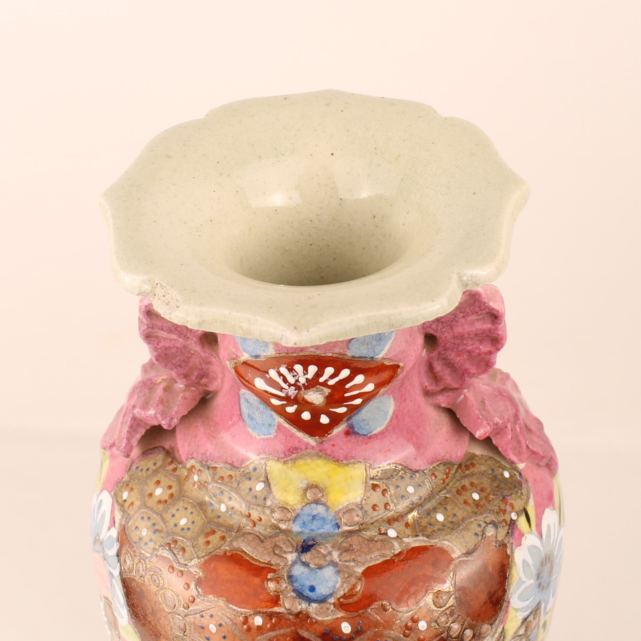 Japanese Satsuma Style Vase – Hand-painted Samurai Decor – Moriage – Large 32 cm