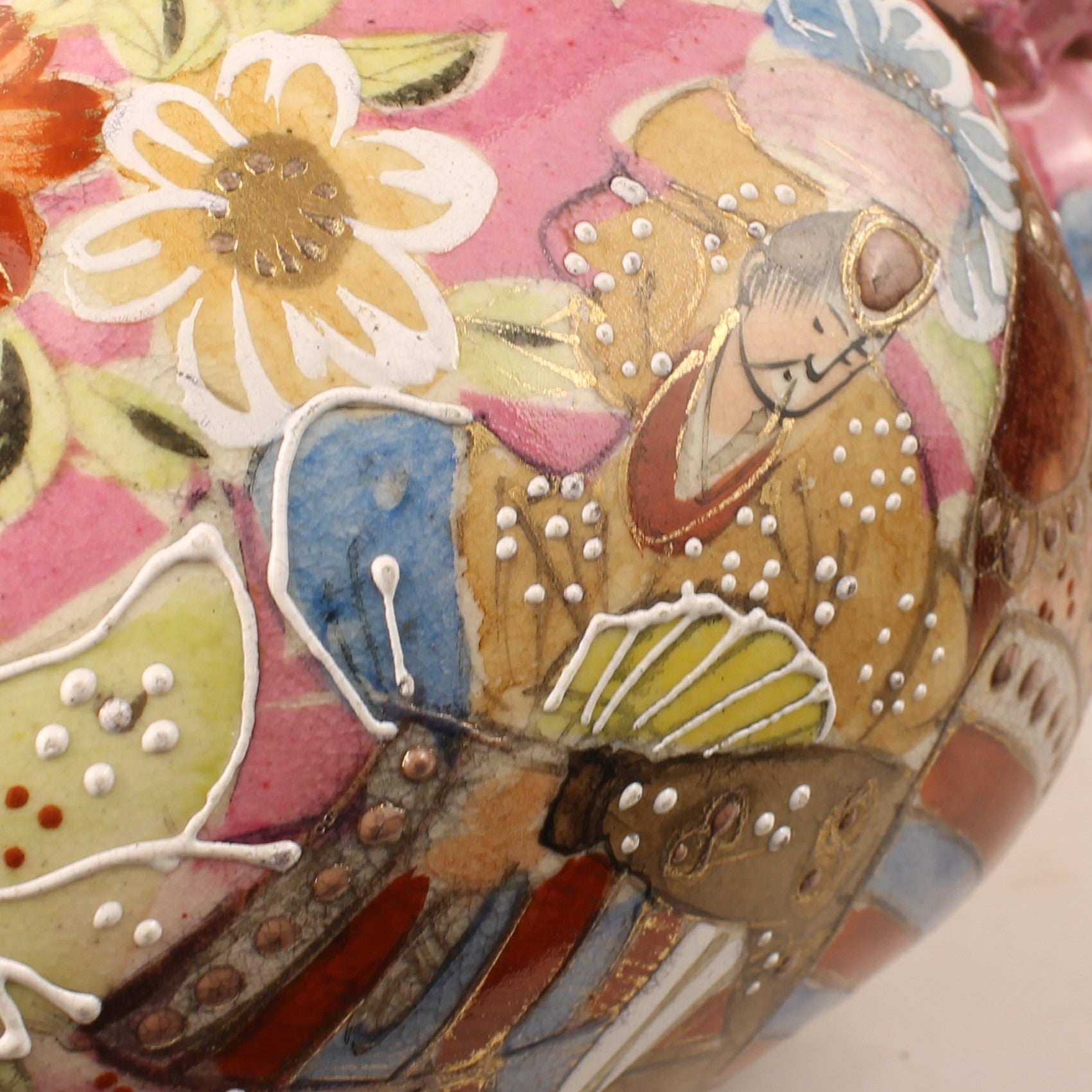 Japanese Satsuma Style Vase – Hand-painted Samurai Decor – Moriage – Large 32 cm